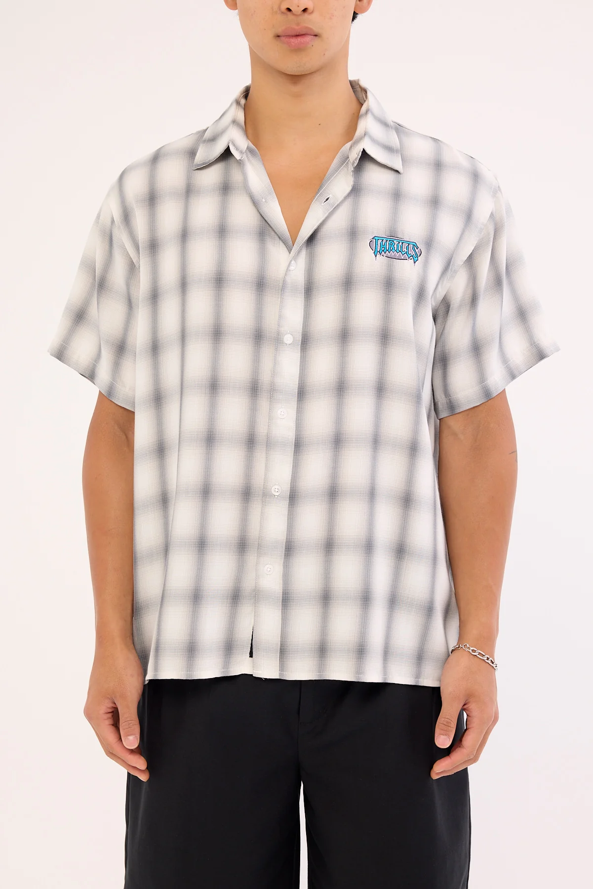 Thrills Lair Cropped Short Sleeve Shirt White - Image 7