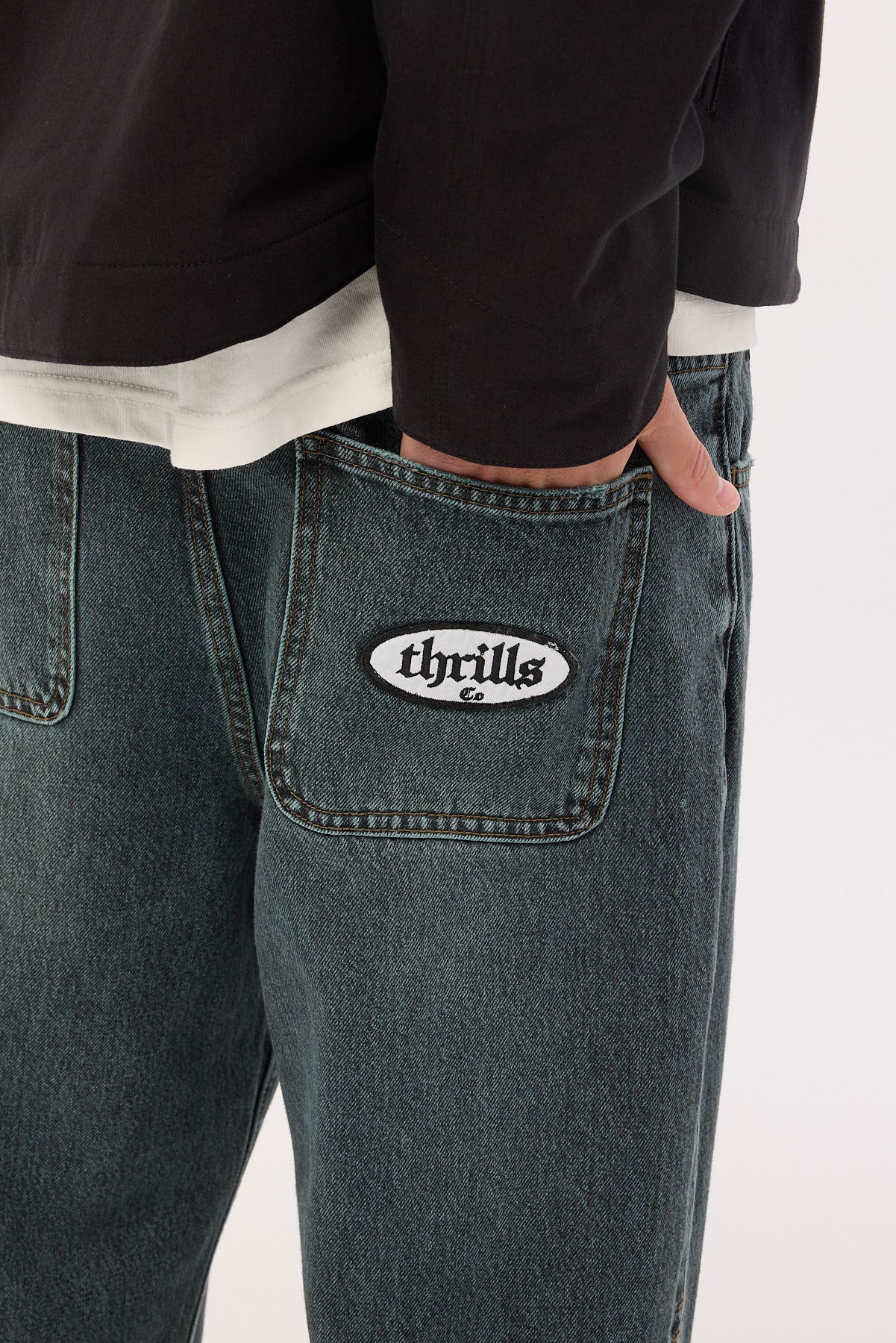 Thrills Lifted Big Slacker Denim Jean Metal Blue - Image 7