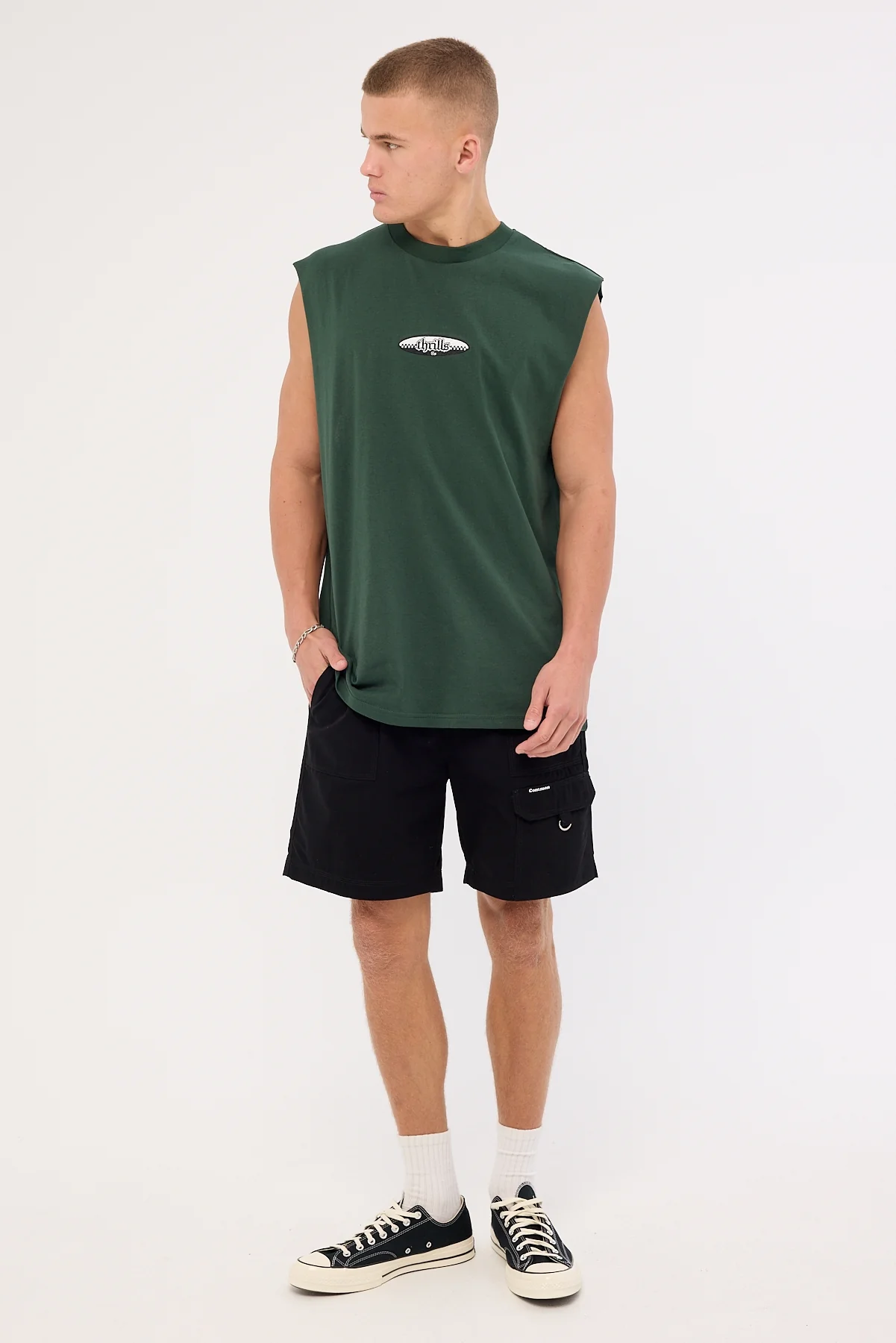Thrills Lifted Embro Merch Fit Muscle Tee Sycamore - Image 2