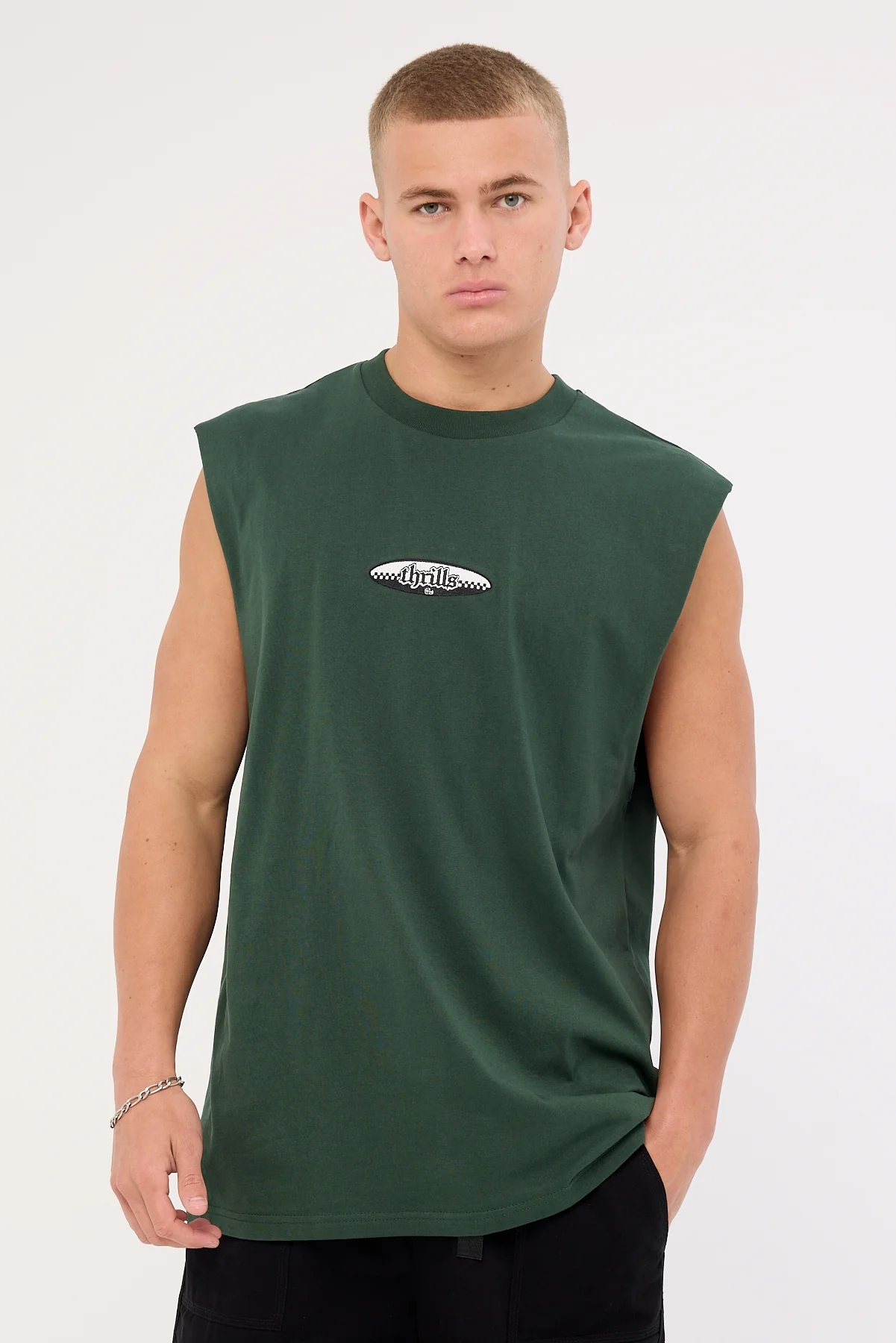 Thrills Lifted Embro Merch Fit Muscle Tee Sycamore - Image 3