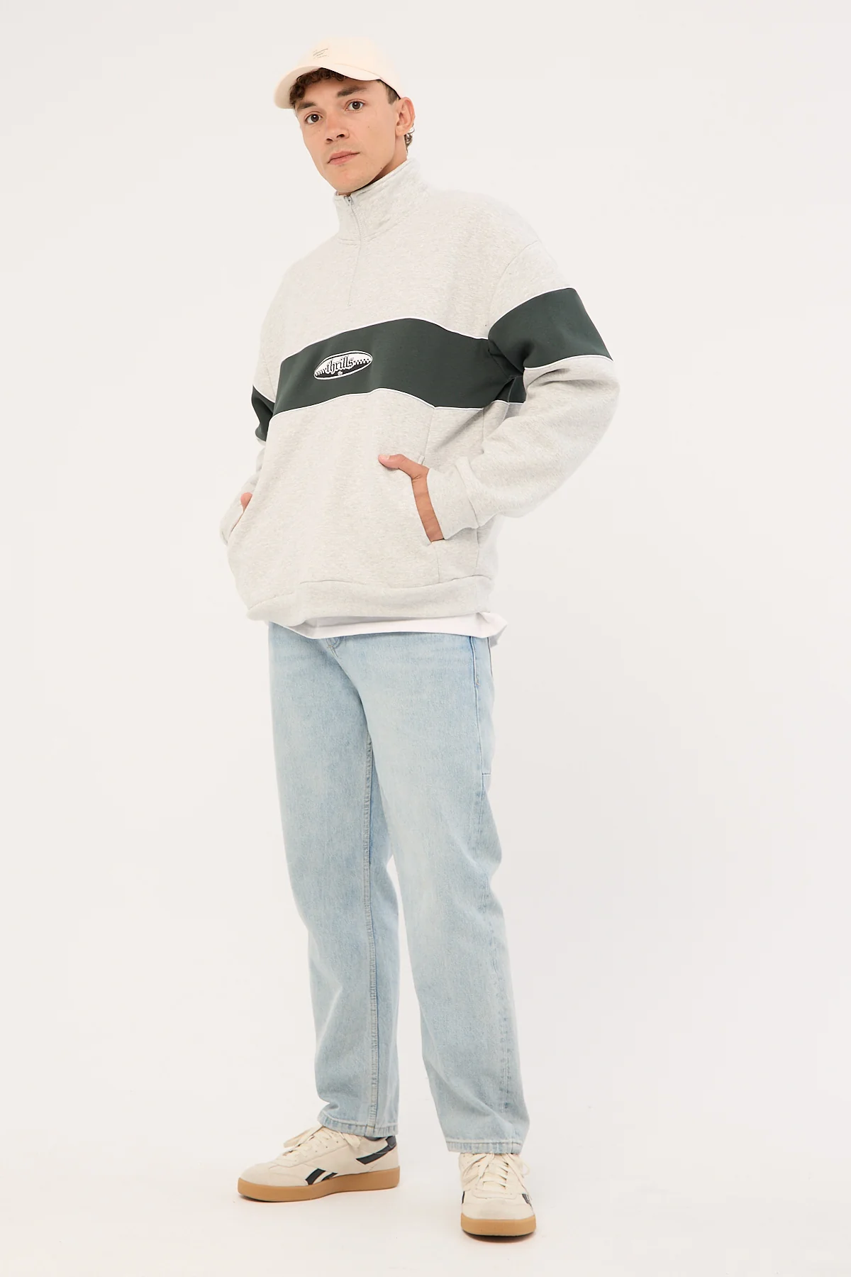 Thrills Lifted Spirits Quarter Zip Fleece Snow Marle - Image 2