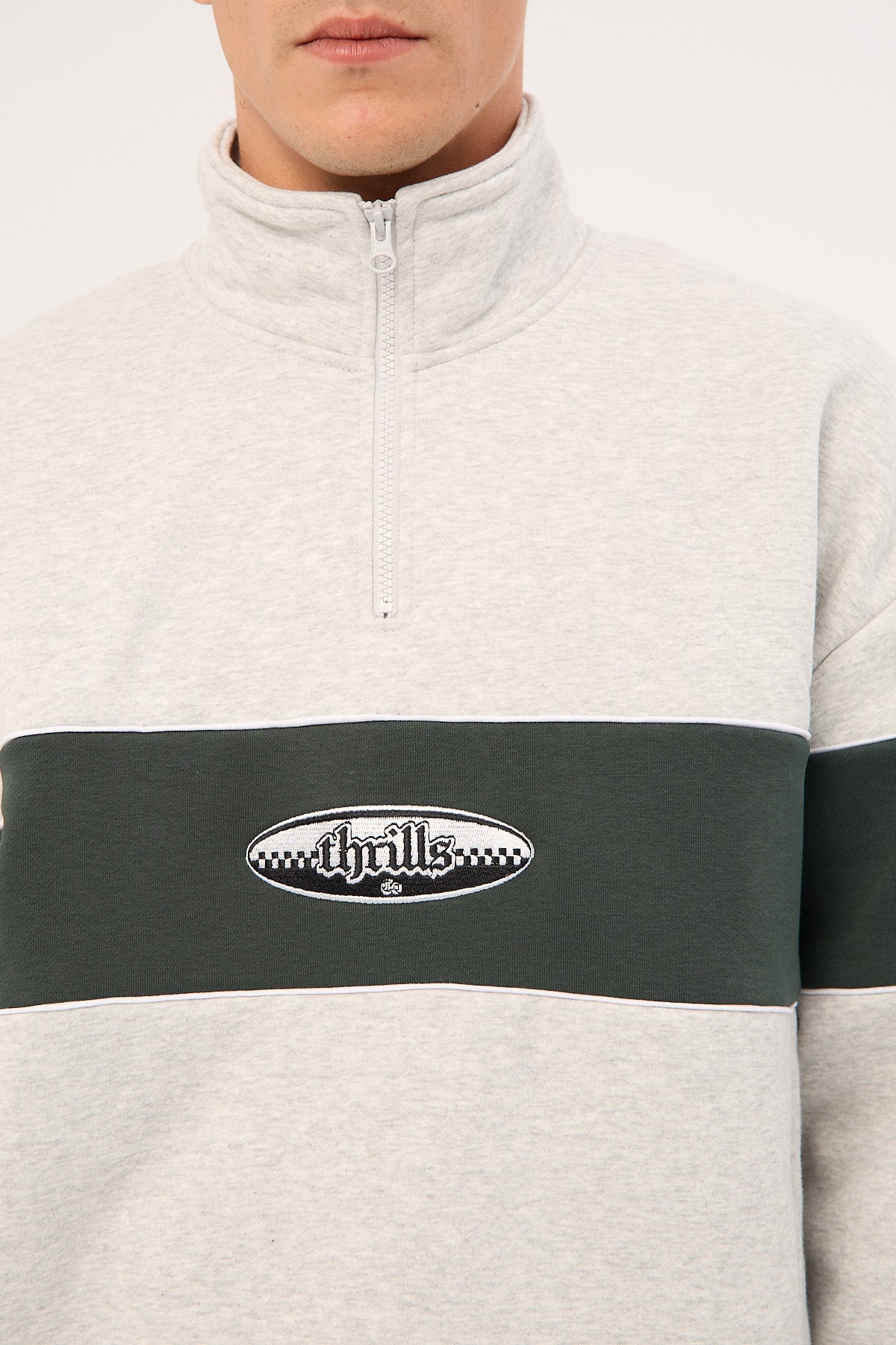 Thrills Lifted Spirits Quarter Zip Fleece Snow Marle - Image 6