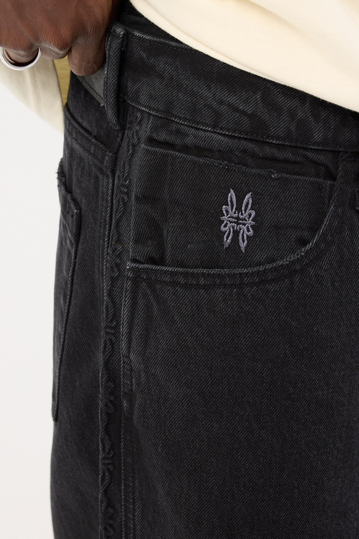 Thrills Lighten Up Big Slacker Cropped Denim Jean Aged Black - Image 10