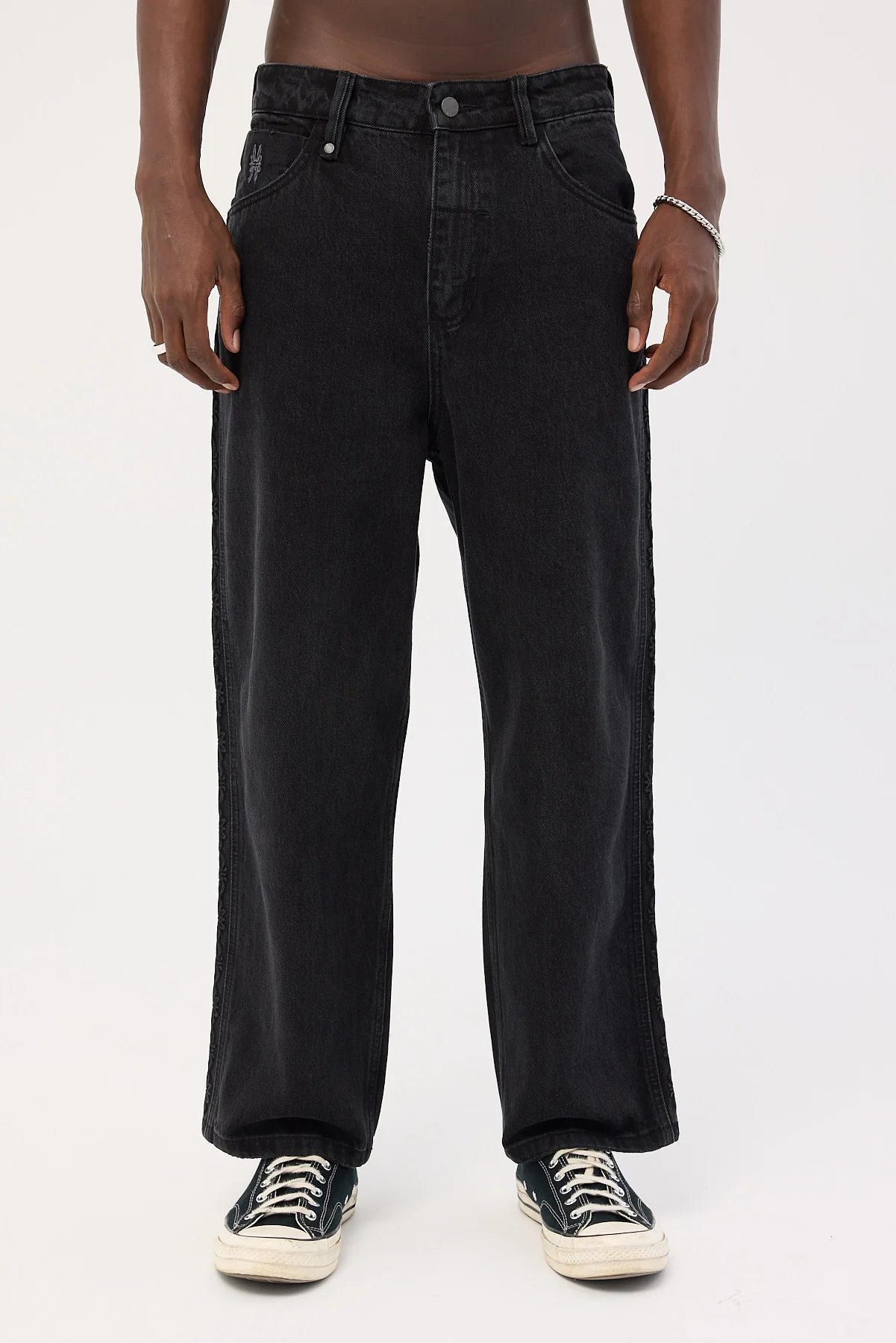Thrills Lighten Up Big Slacker Cropped Denim Jean Aged Black - Image 11