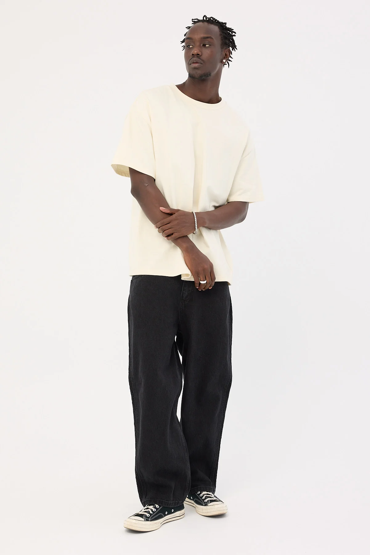 Thrills Lighten Up Big Slacker Cropped Denim Jean Aged Black - Image 2