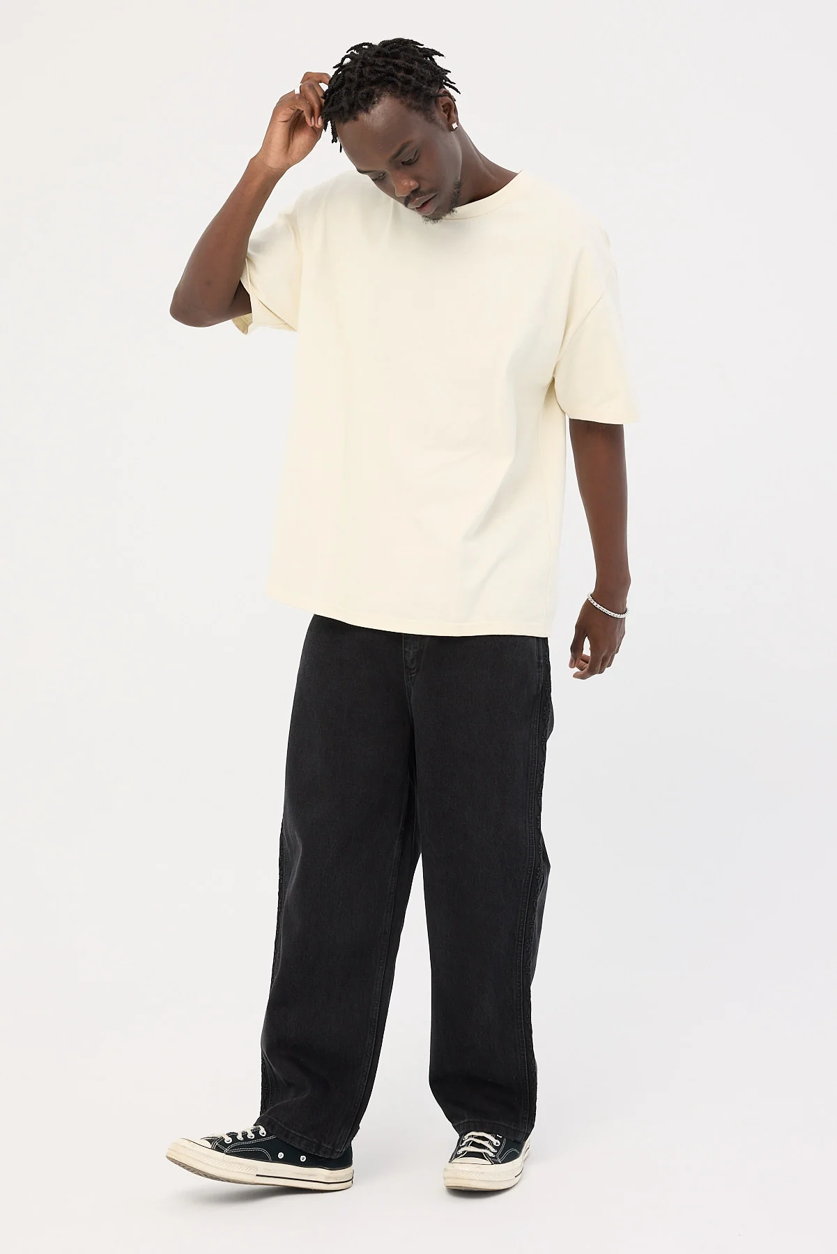 Thrills Lighten Up Big Slacker Cropped Denim Jean Aged Black - Image 4