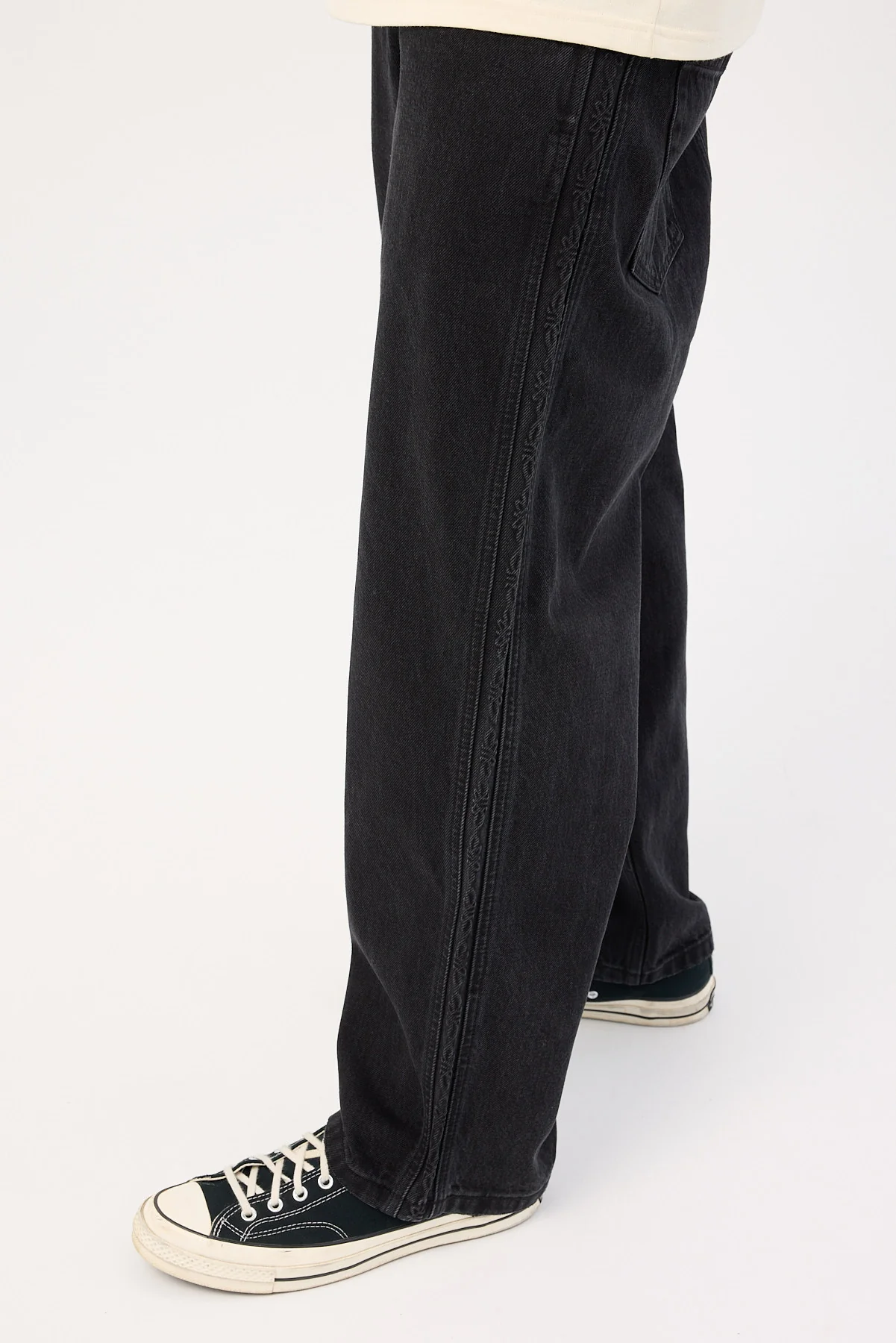 Thrills Lighten Up Big Slacker Cropped Denim Jean Aged Black - Image 6