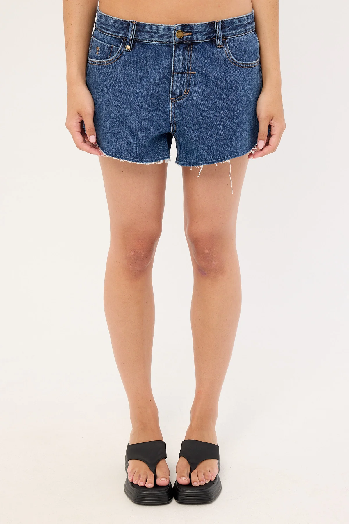 Thrills Lola Low Rise Denim Short Deep Vintage Fade - Image 5
