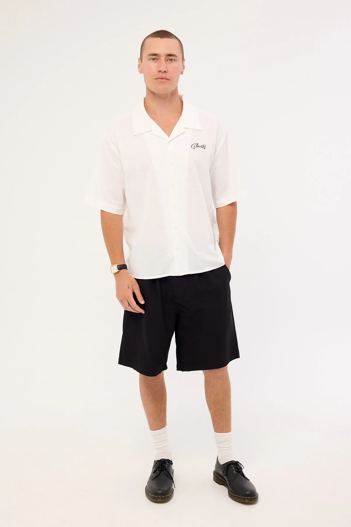 Thrills Lonely Paradise Box Fit Cropped Shirt White - Image 3