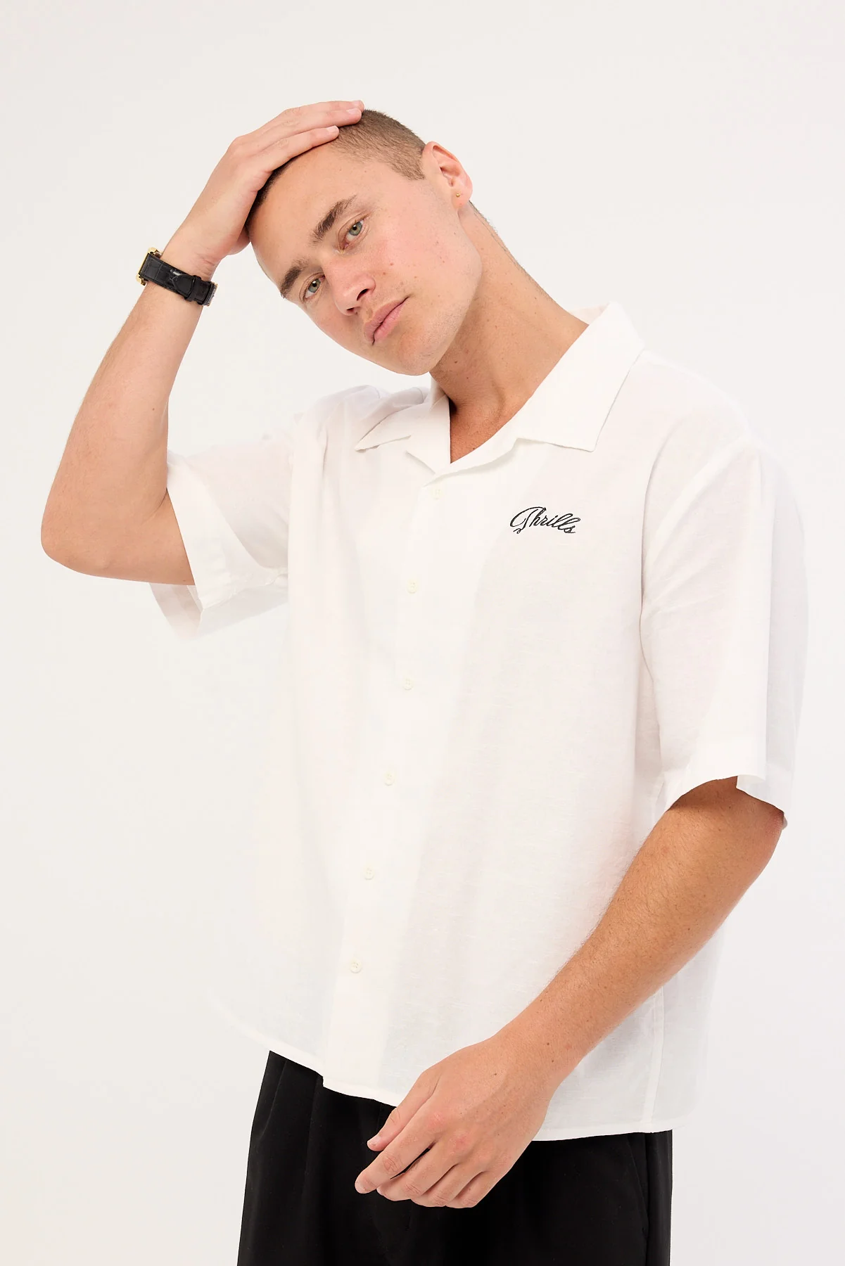 Thrills Lonely Paradise Box Fit Cropped Shirt White - Image 5