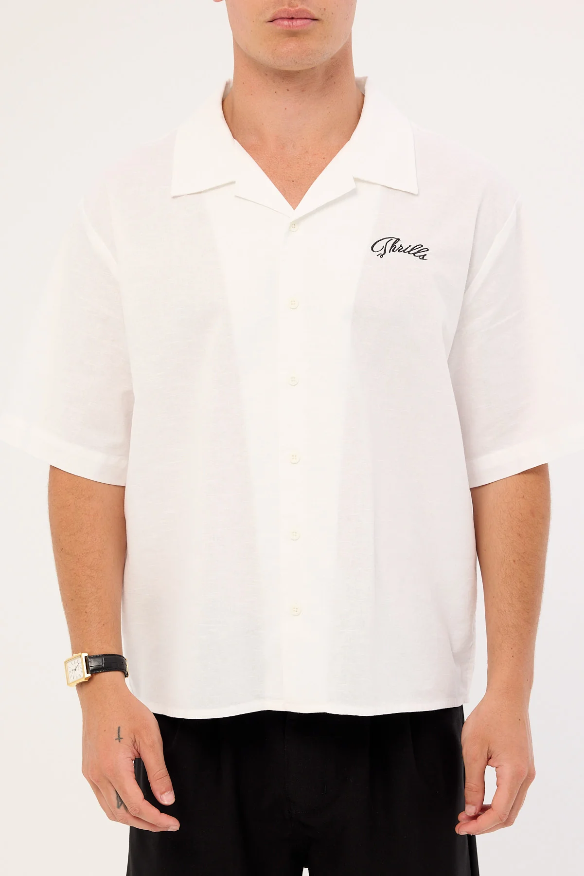 Thrills Lonely Paradise Box Fit Cropped Shirt White - Image 7