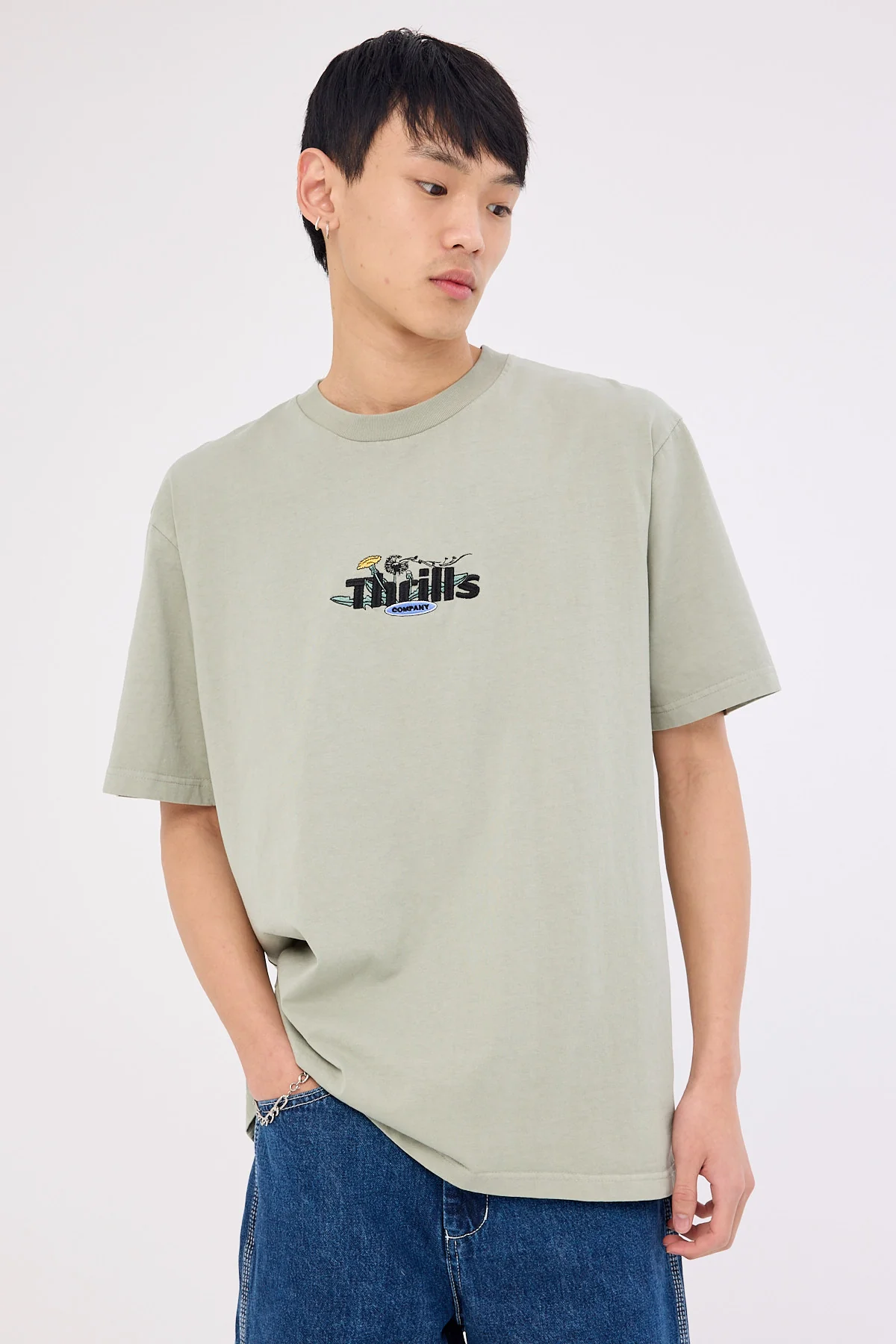 Thrills Make A Wish Oversize Fit Tee Dirty Sage