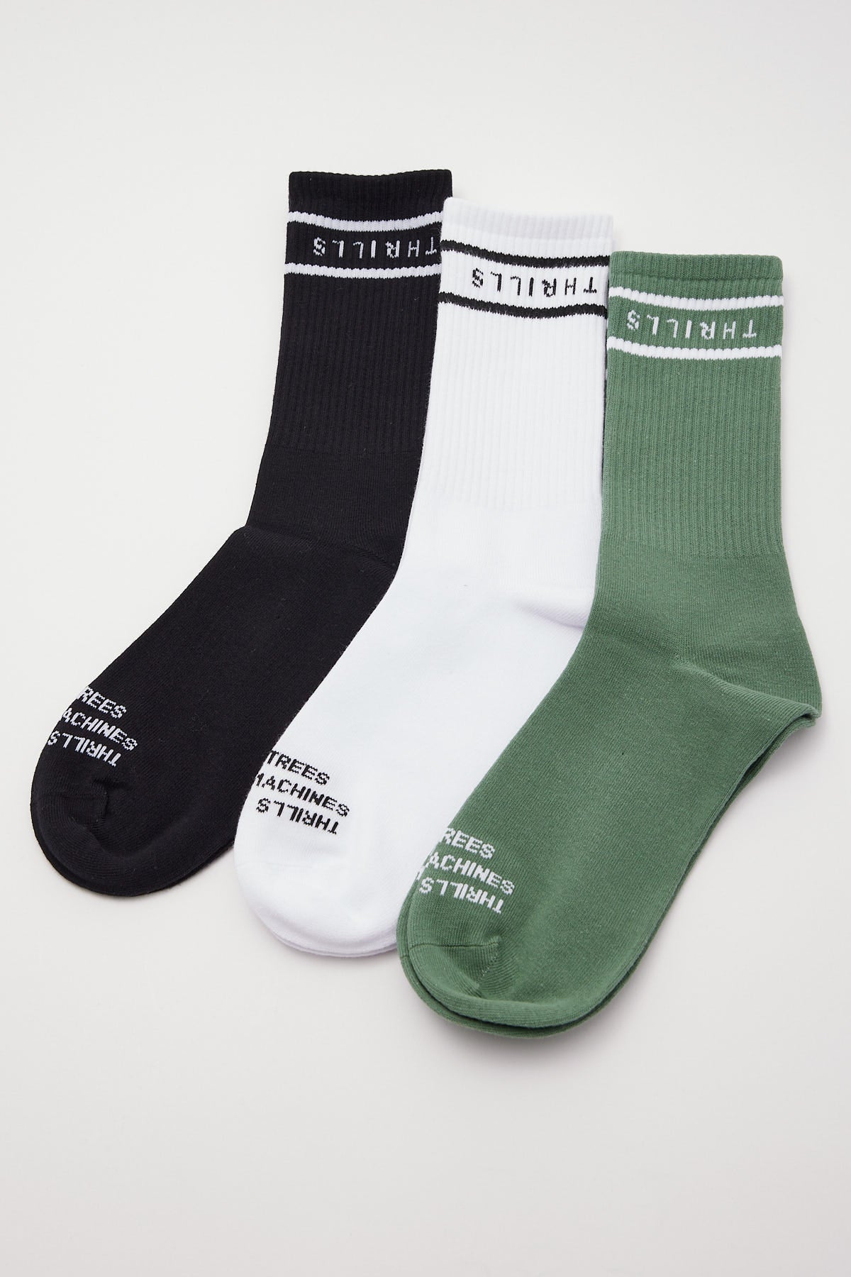 Thrills Minimal Sock 3 Pack Lume Green/Black/White - Image 3