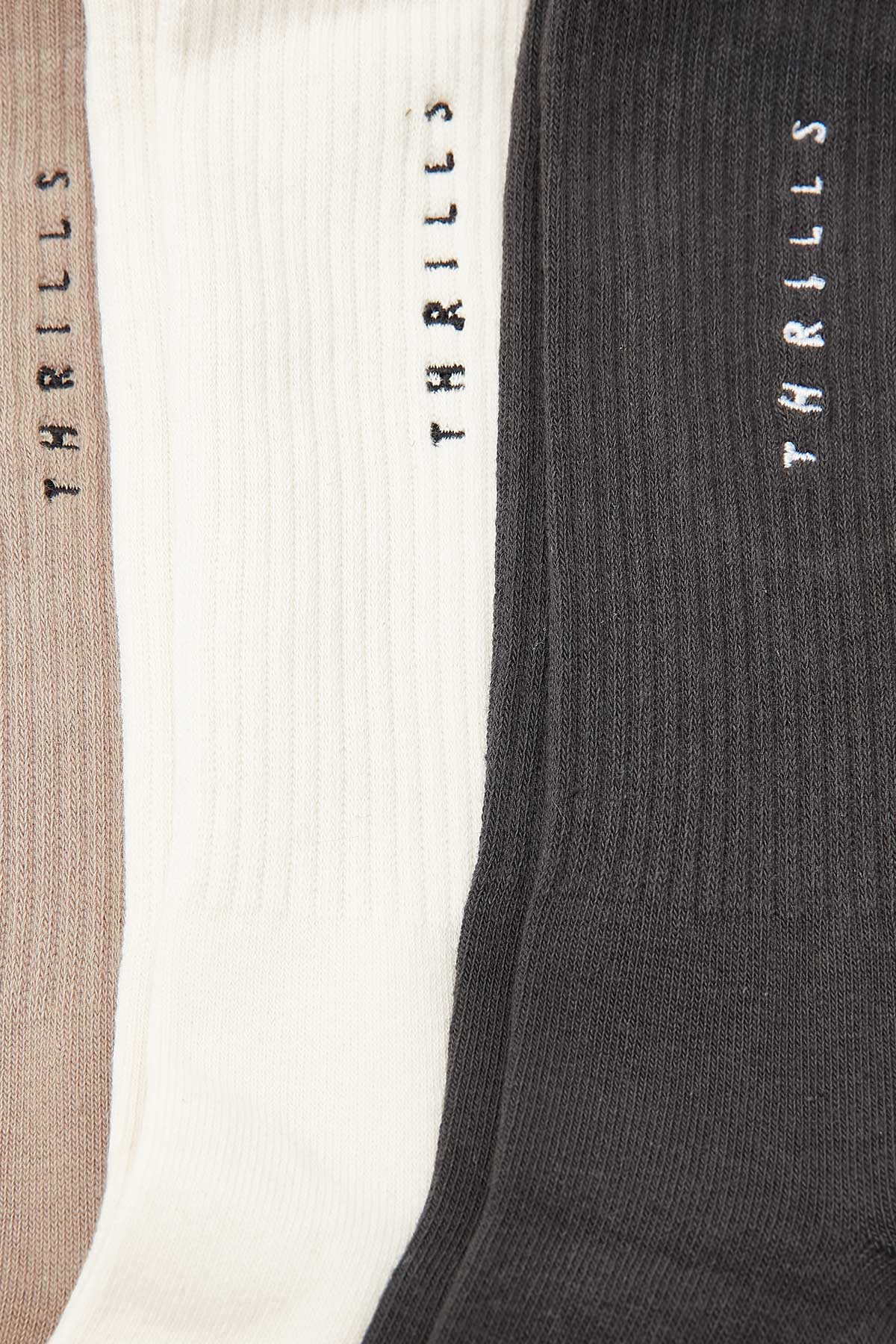 Thrills Multi Logo Socks 3 Pack Army Fade/Dirty White/Merch Black - Image 2