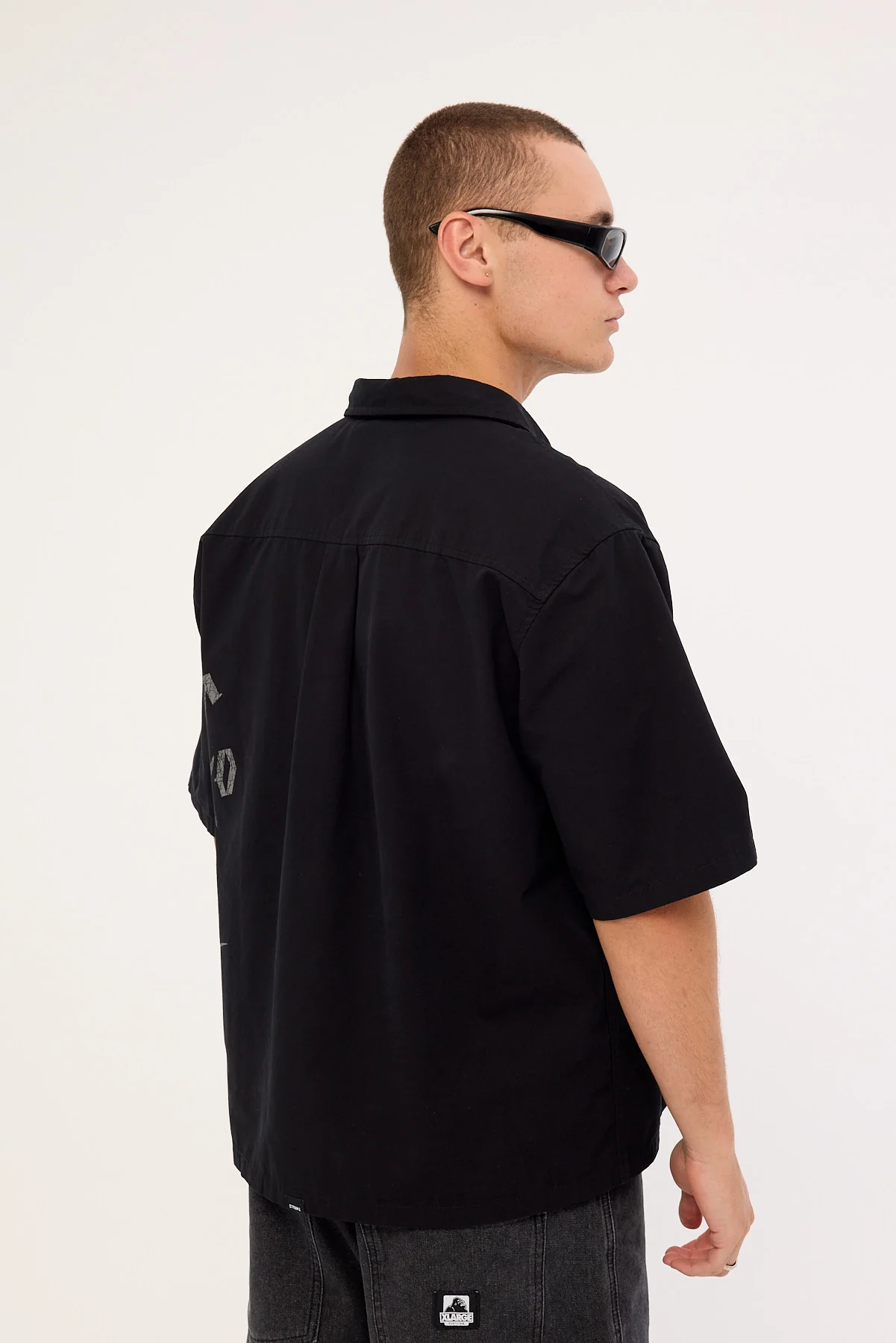 Thrills Misfortune Box Fit Cropped Sleeve Shirt Washed Black - Image 5