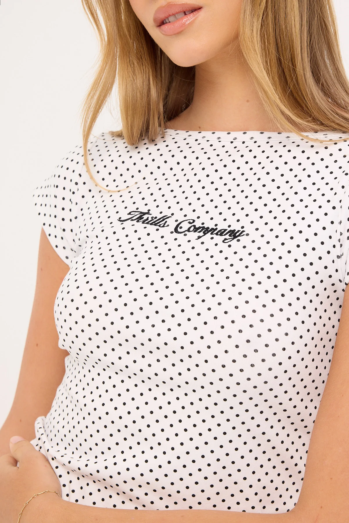 Thrills New Romance Boat Neck Tee White Polka Dot - Image 5