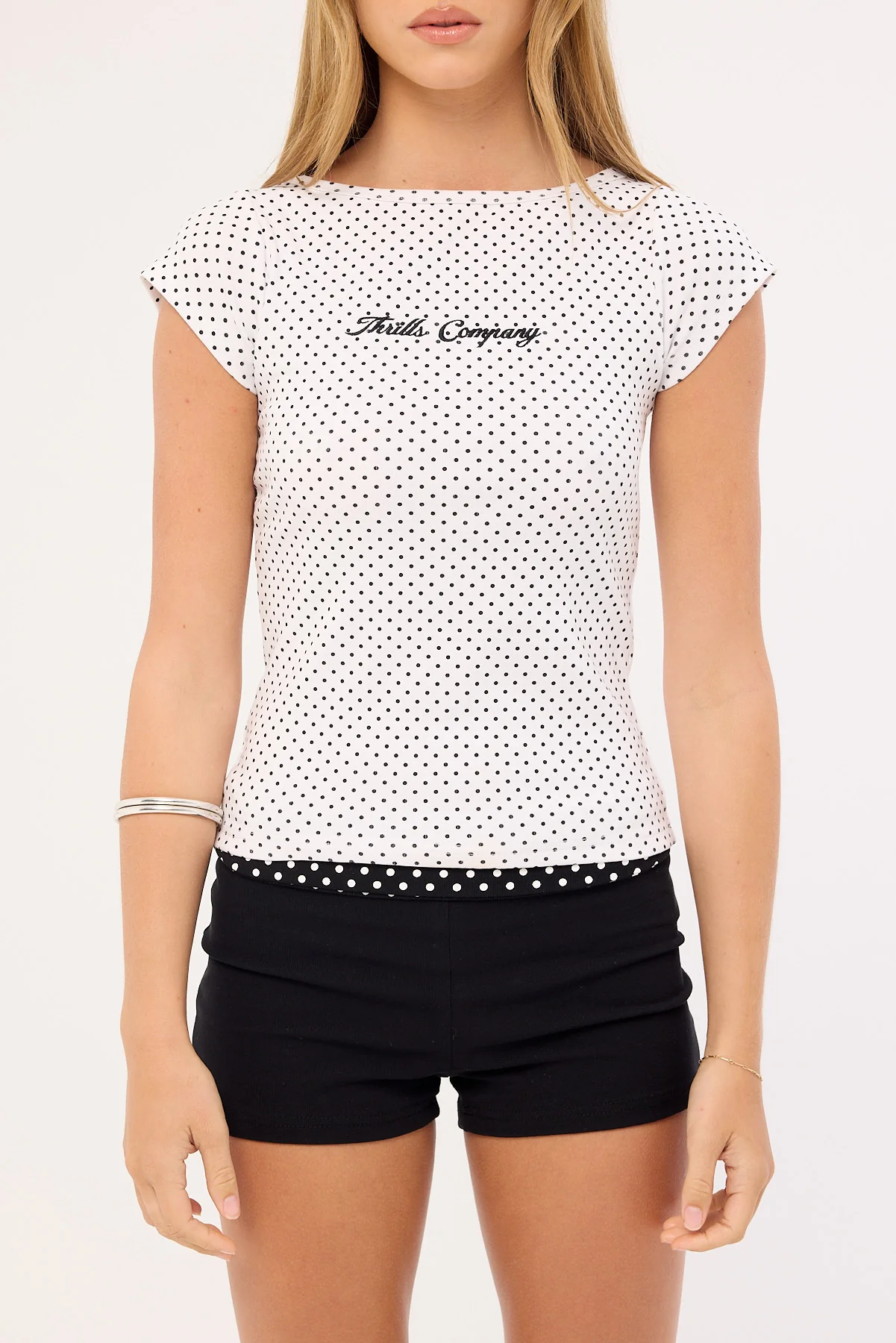 Thrills New Romance Boat Neck Tee White Polka Dot - Image 7