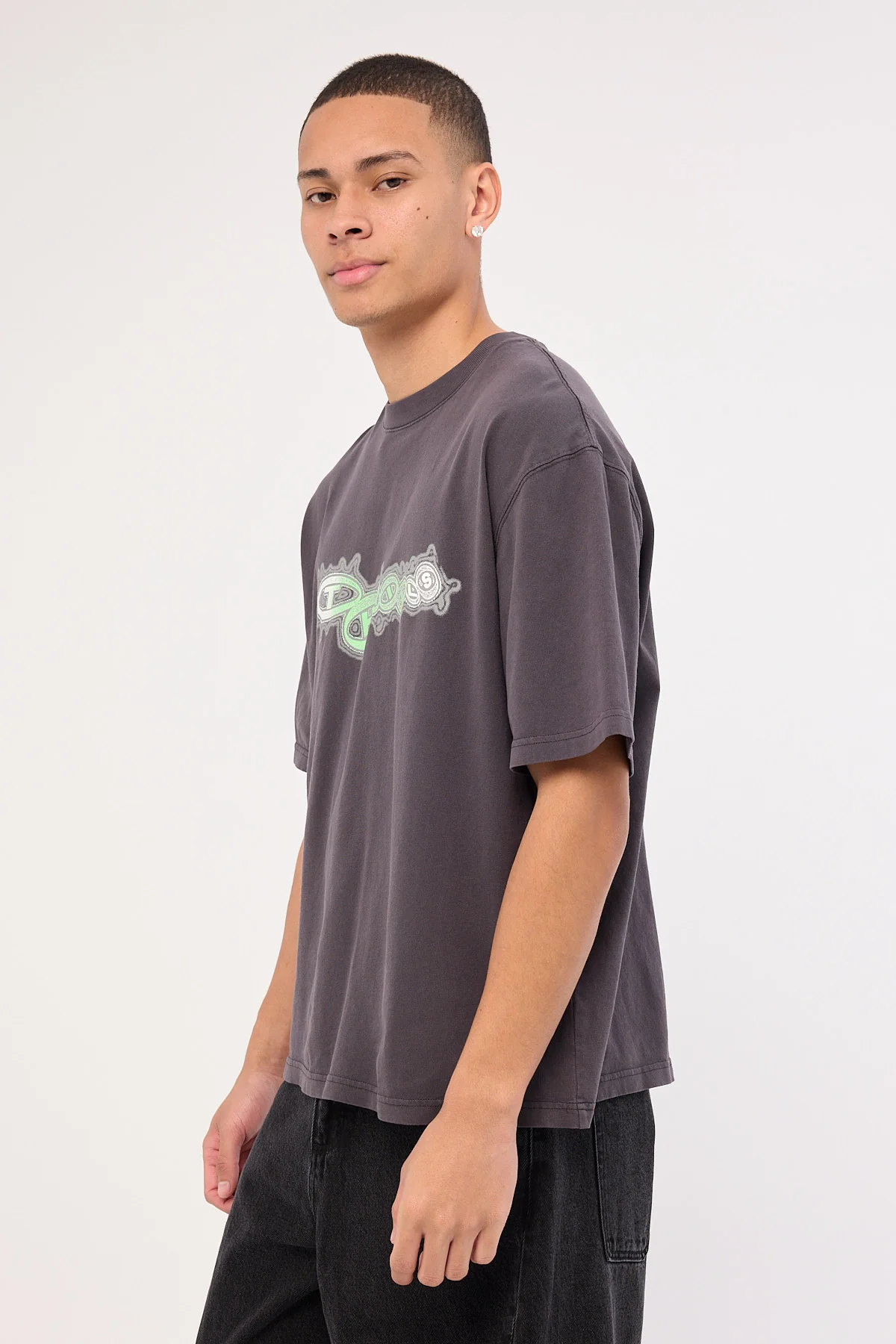 Thrills Nocturnal Box Fit Oversize Tee Dark Charcoal - Image 3