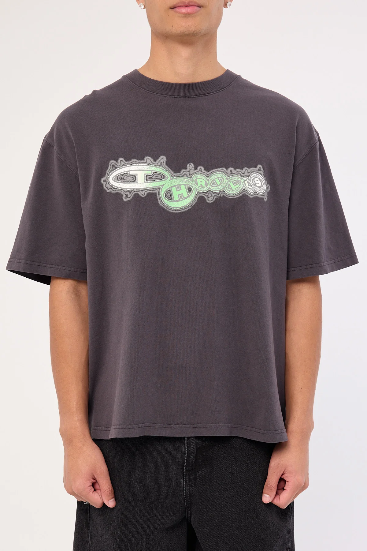 Thrills Nocturnal Box Fit Oversize Tee Dark Charcoal - Image 5