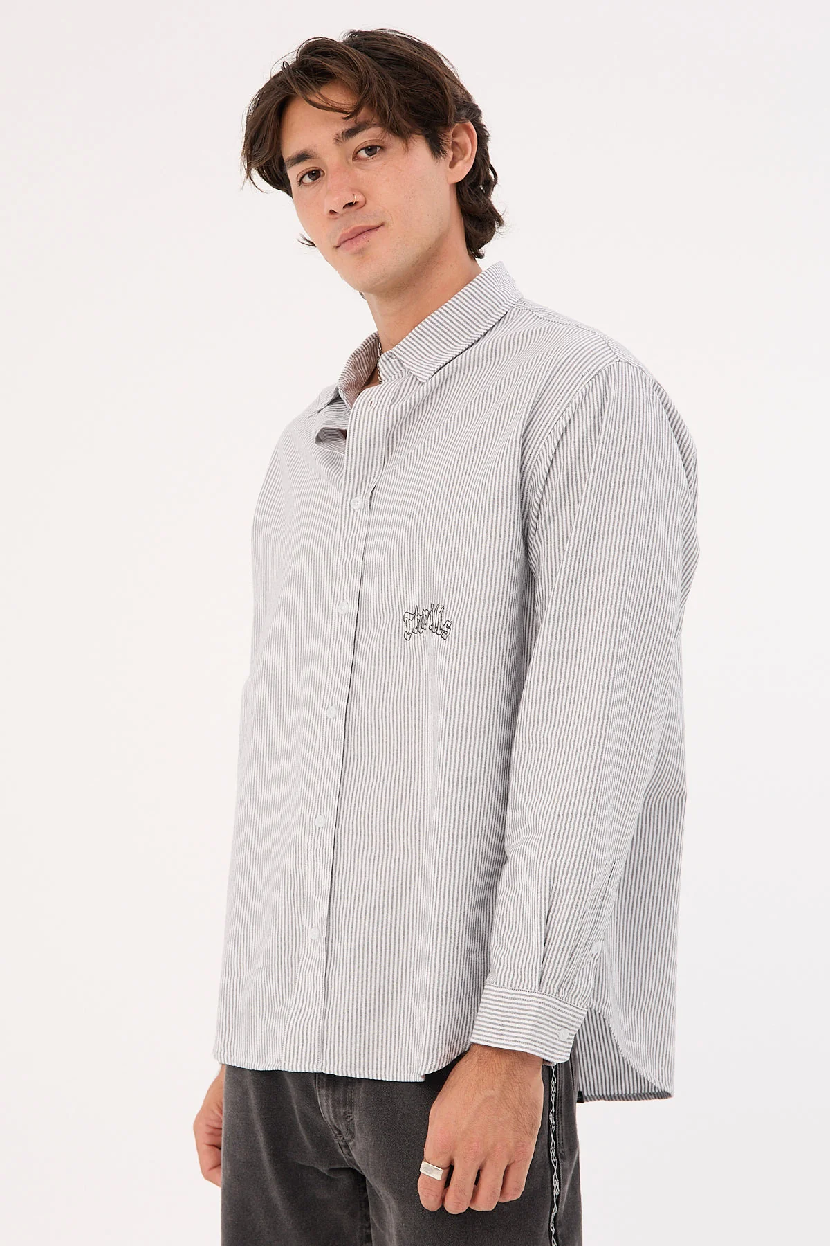Thrills Occasions Filter Long Sleeve Shirt Black Stripe - Image 4