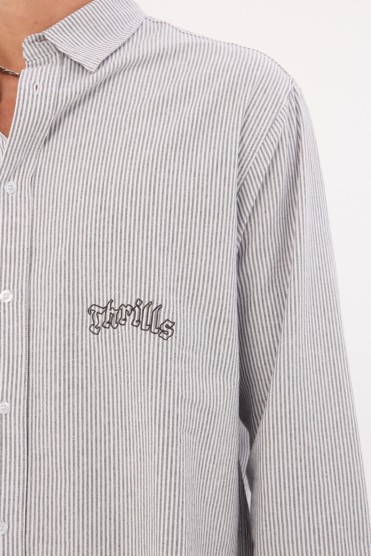 Thrills Occasions Filter Long Sleeve Shirt Black Stripe - Image 5