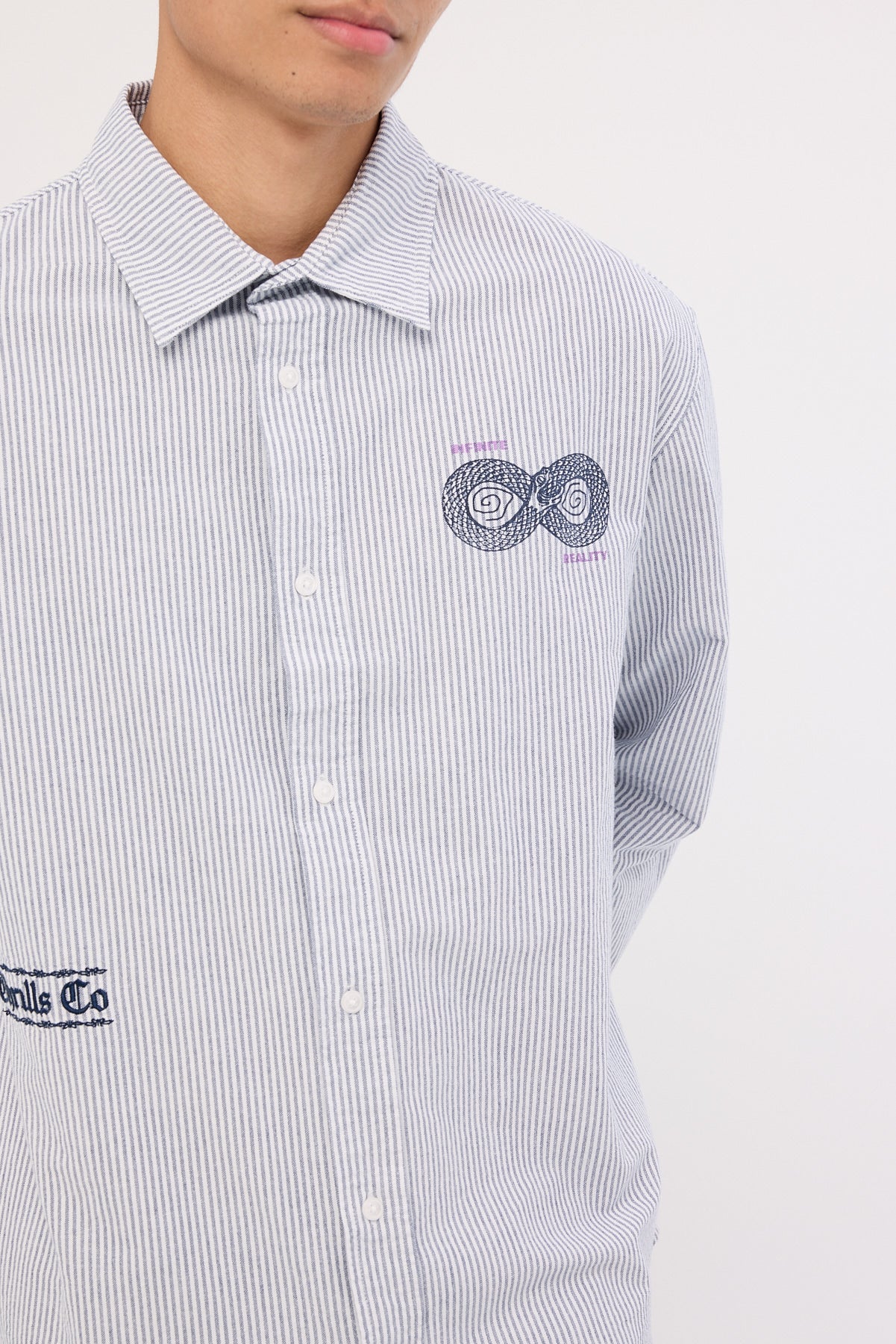 Thrills Occasions Lighten Up Long Sleeve Shirt Insignia Blue Stripe - Image 2