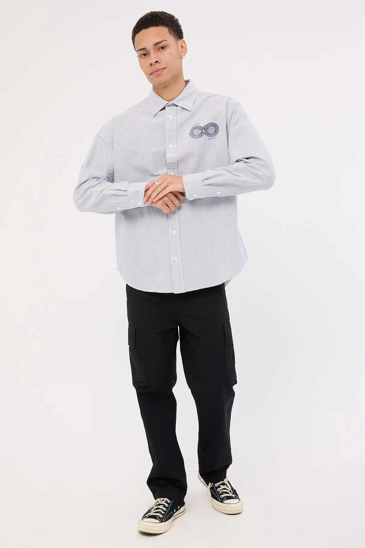 Thrills Occasions Lighten Up Long Sleeve Shirt Insignia Blue Stripe - Image 3