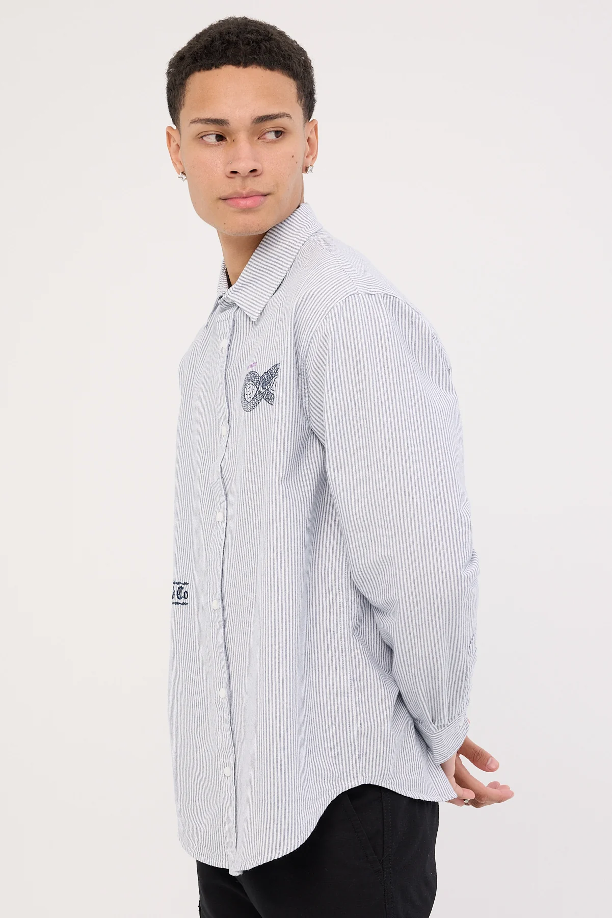 Thrills Occasions Lighten Up Long Sleeve Shirt Insignia Blue Stripe - Image 4