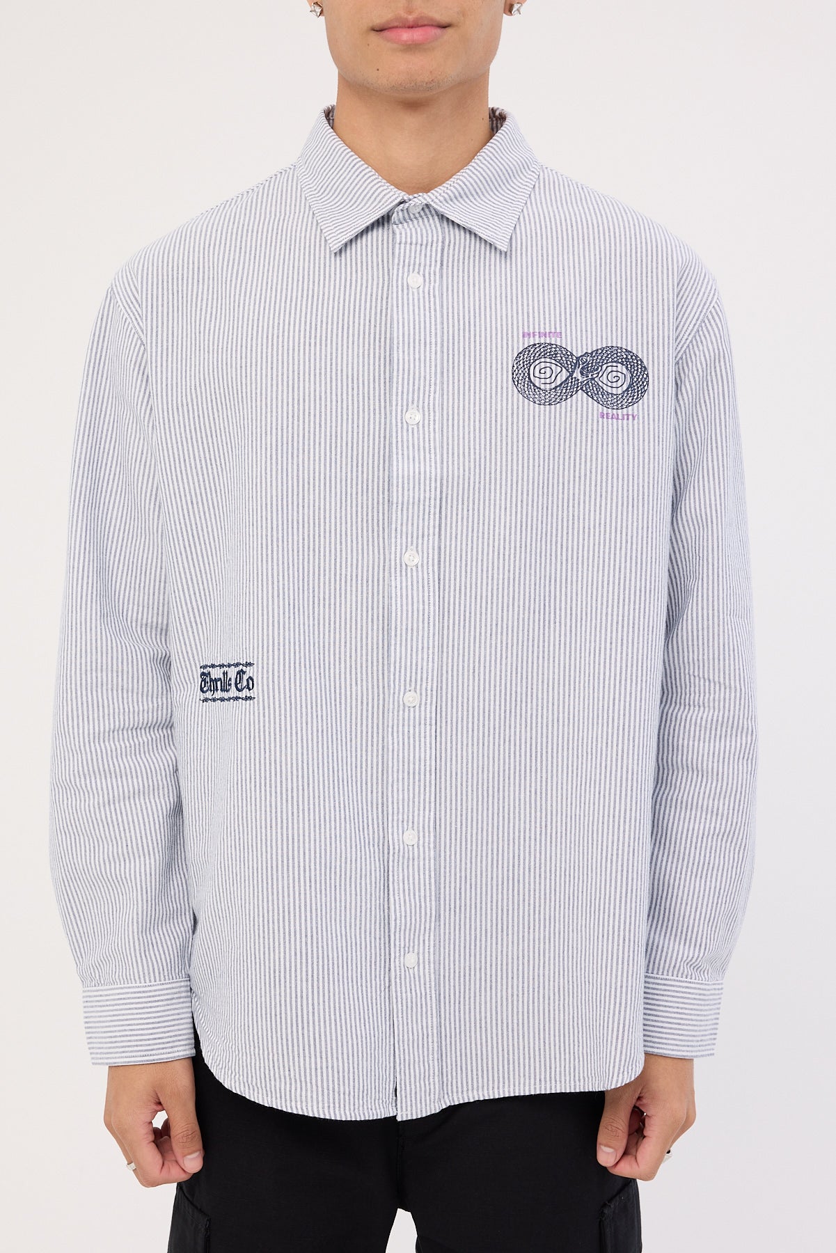 Thrills Occasions Lighten Up Long Sleeve Shirt Insignia Blue Stripe - Image 7
