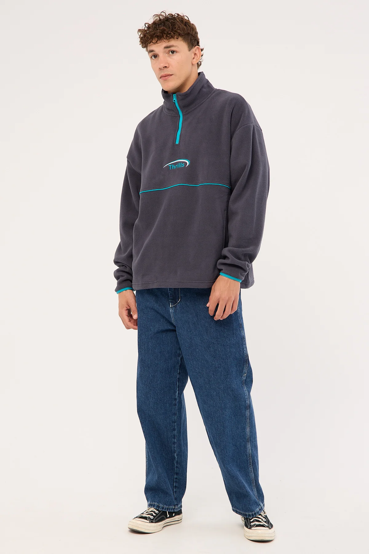 Thrills Sphere Quarter Zip Polar Fleece India Ink - Image 2