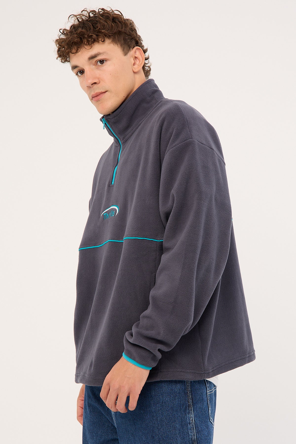 Thrills Sphere Quarter Zip Polar Fleece India Ink - Image 4