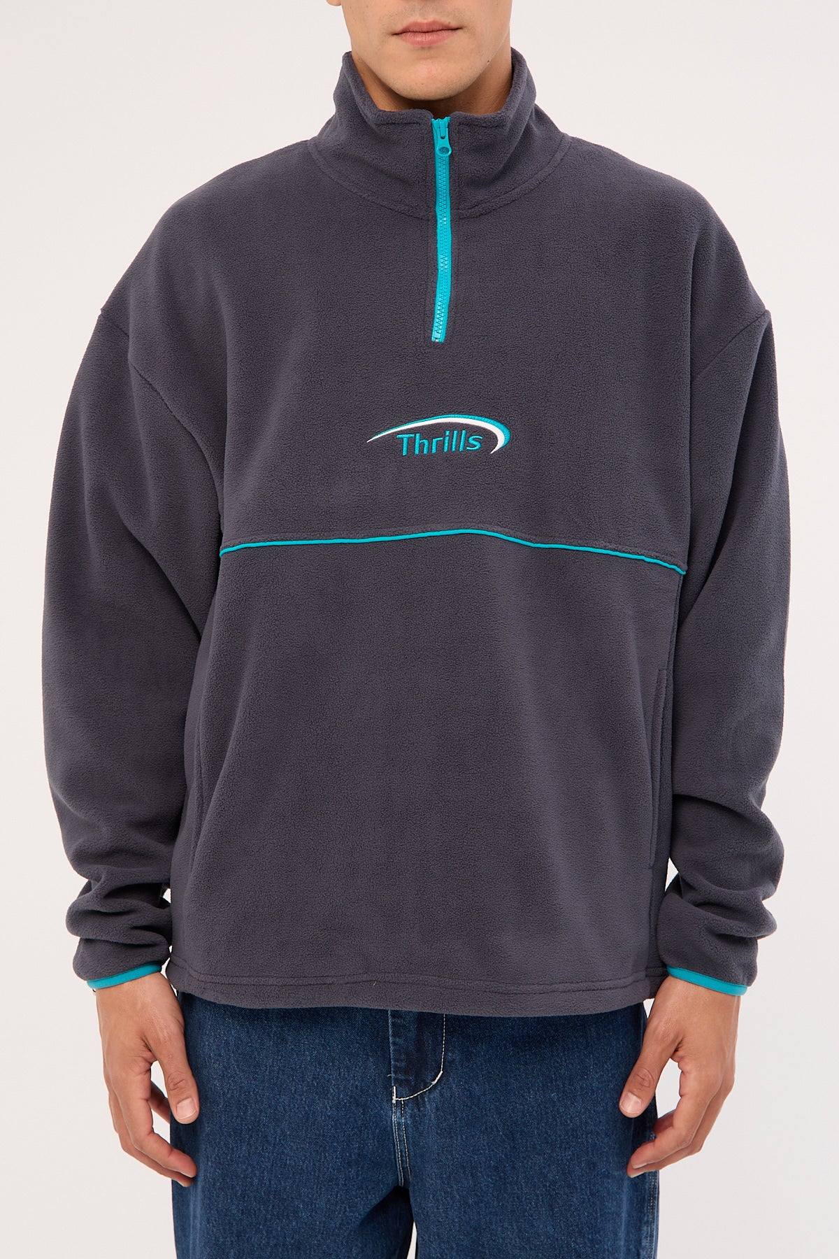 Thrills Sphere Quarter Zip Polar Fleece India Ink - Image 8