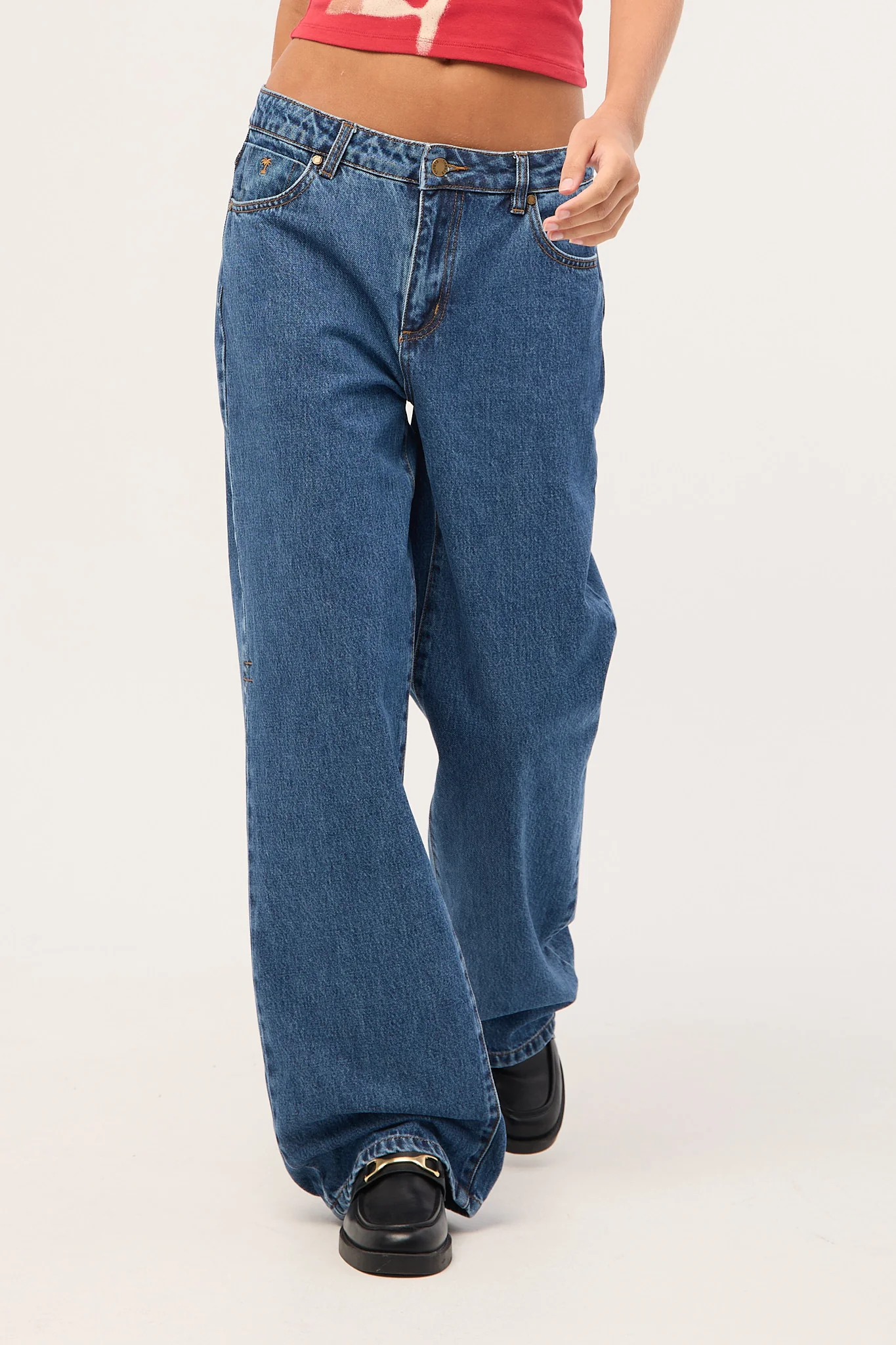 Thrills Parker Mid Rise Baggy Jean Vintage Rinse Blue - Image 2