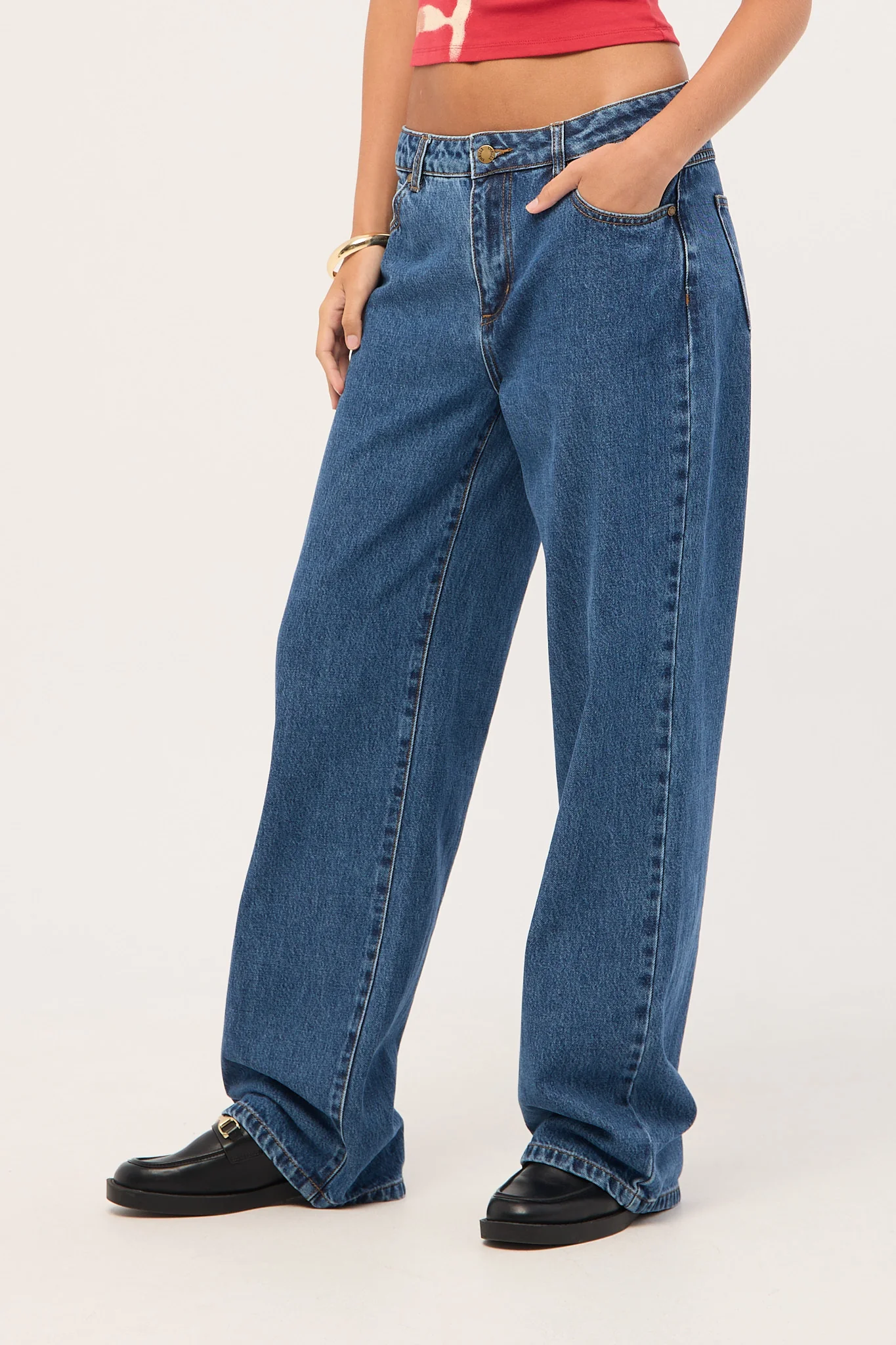 Thrills Parker Mid Rise Baggy Jean Vintage Rinse Blue - Image 4