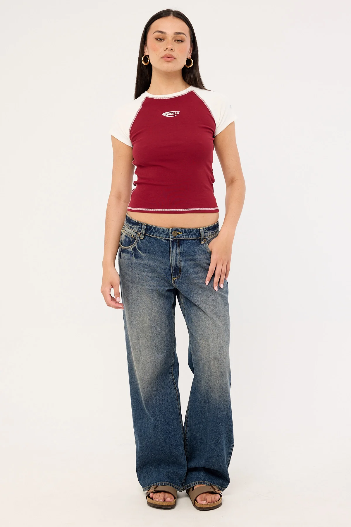 Thrills Playing For Keeps Raglan Club Tee Garnet Red - Image 2