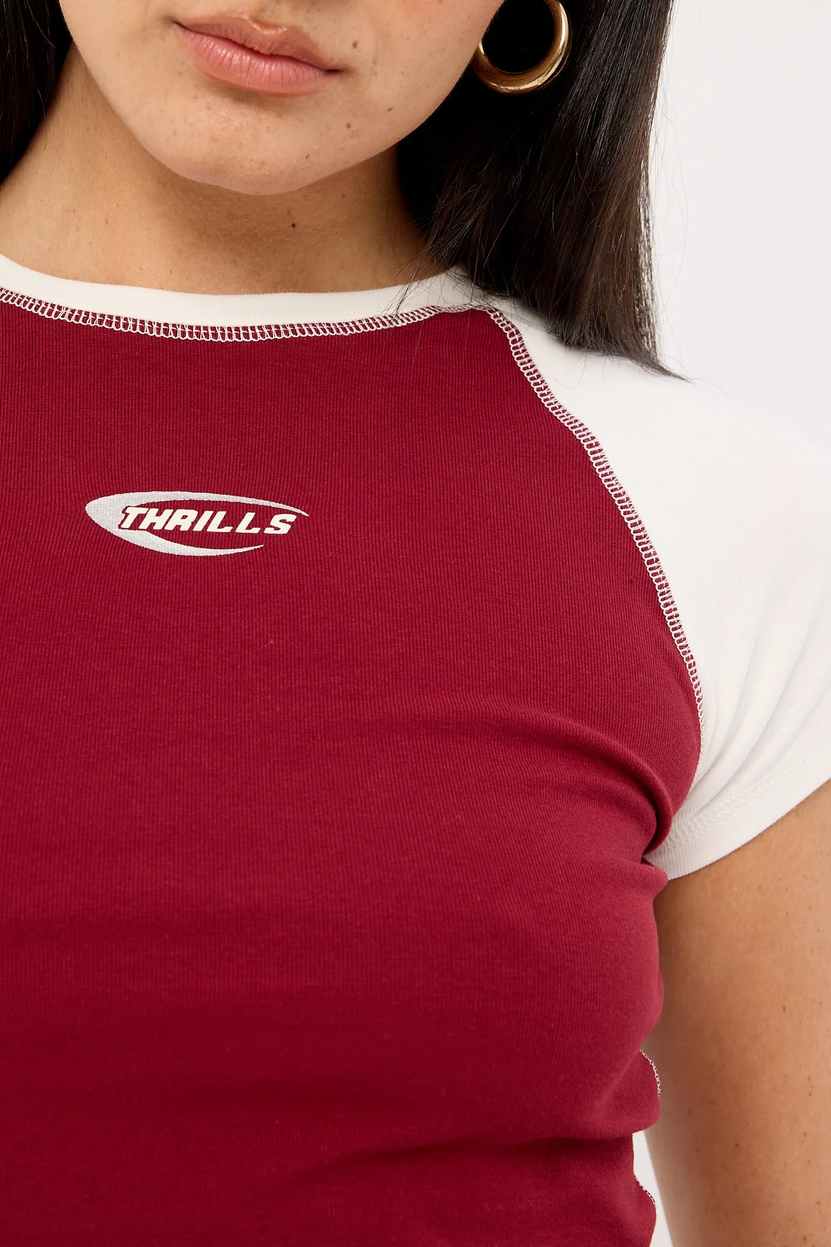 Thrills Playing For Keeps Raglan Club Tee Garnet Red - Image 3