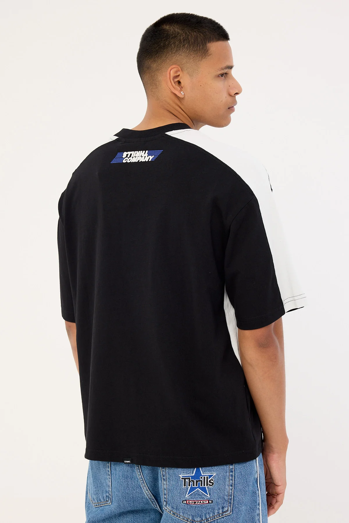 Thrills Rapid Fire Panel Box Fit Oversize Cropped Tee Black - Image 5