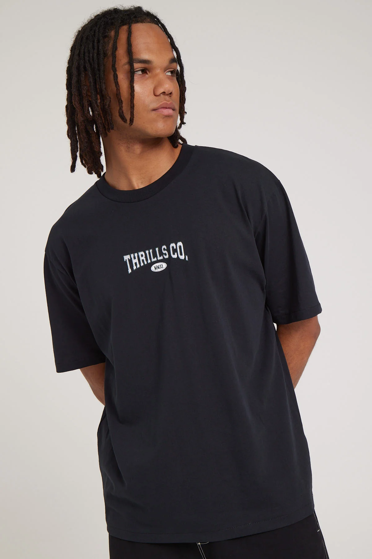 Thrills Recruit Oversized Fit Tee Washed Black Washed Black
