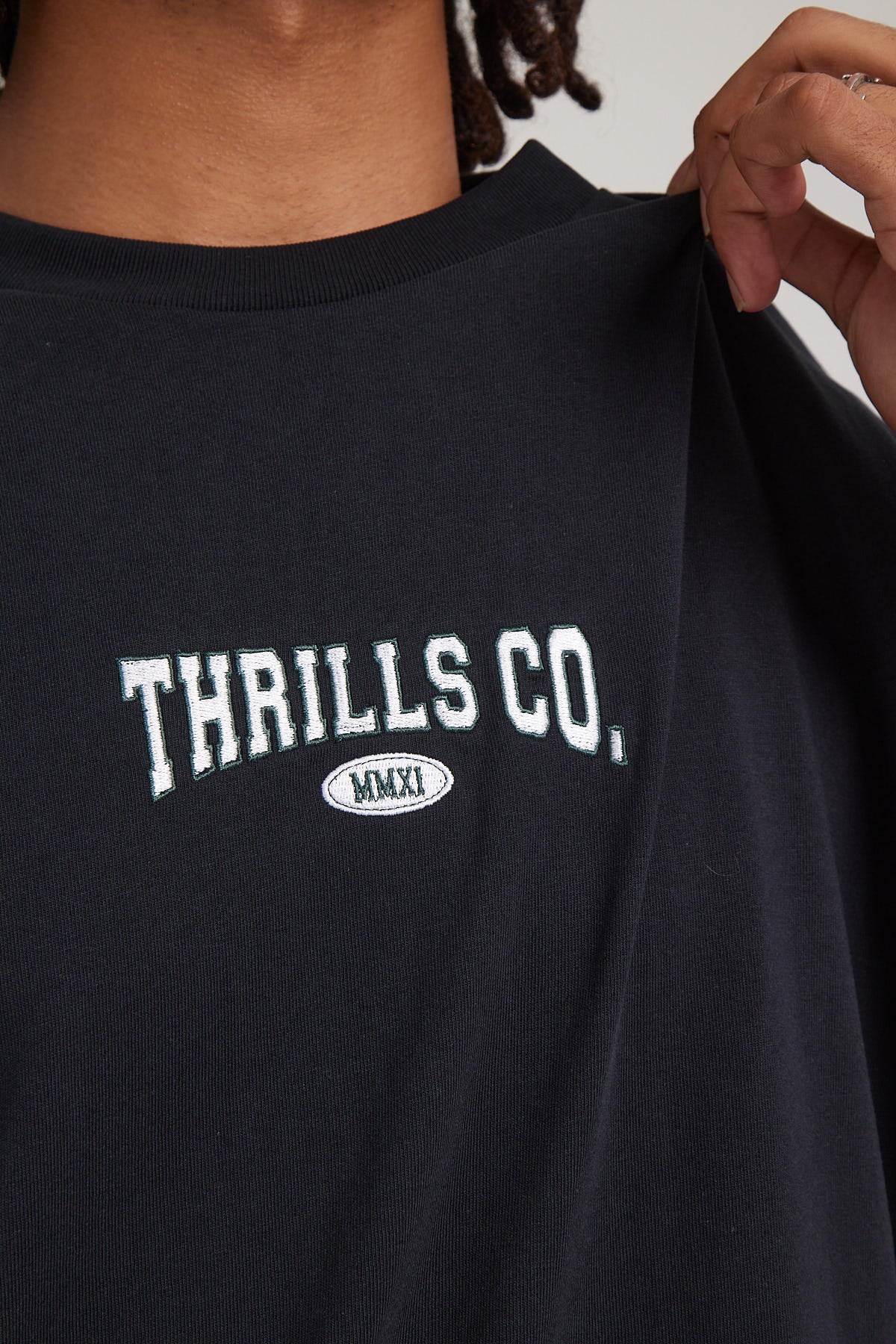 Thrills Recruit Oversized Fit Tee Washed Black Washed Black - Image 5