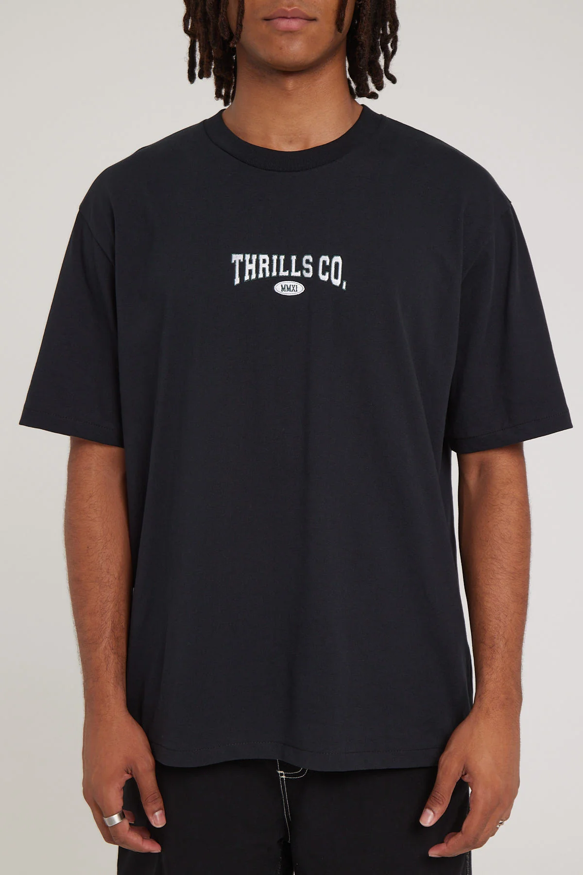 Thrills Recruit Oversized Fit Tee Washed Black Washed Black - Image 6