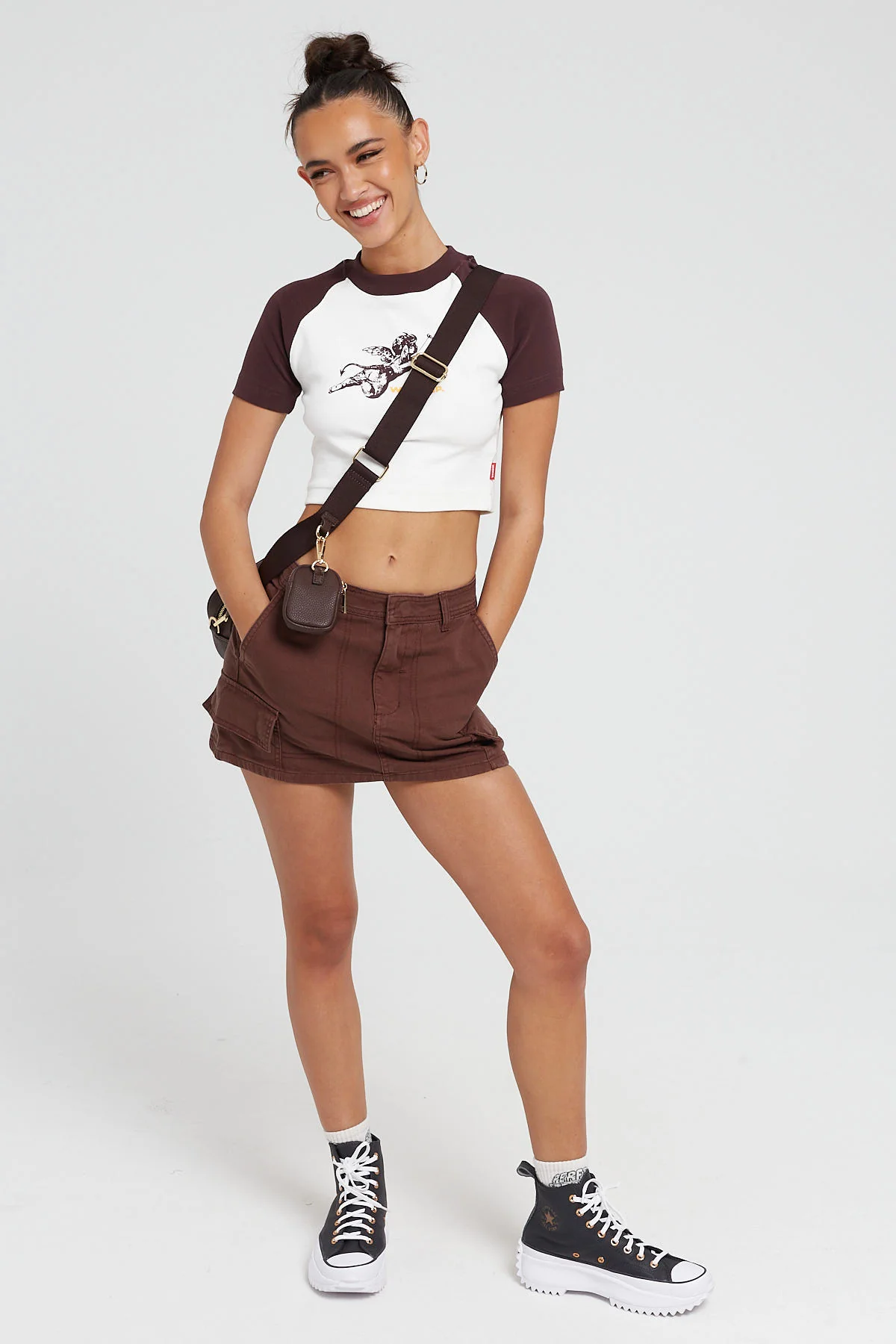 Thrills Rift Cargo Mini Skirt Umber - Image 2