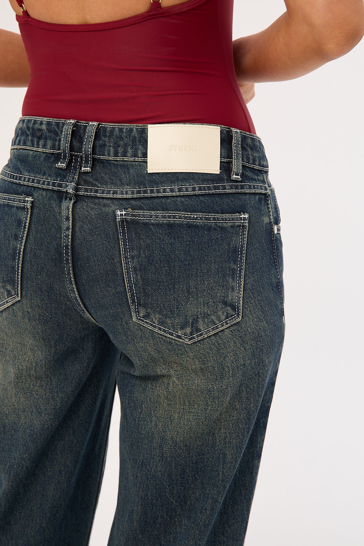 Thrills Rowie Low Rise Wide Jean Dirty Ink Blue - Image 10