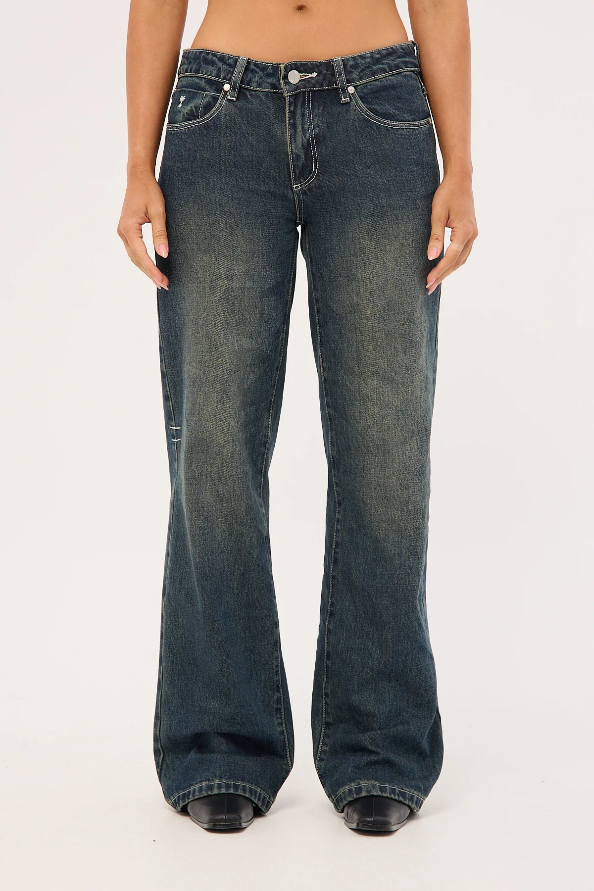 Thrills Rowie Low Rise Wide Jean Dirty Ink Blue - Image 11