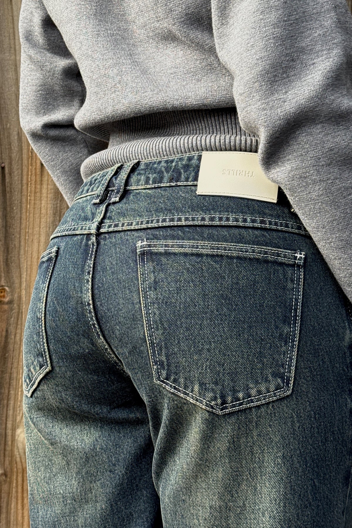 Thrills Rowie Low Rise Wide Jean Dirty Ink Blue - Image 6