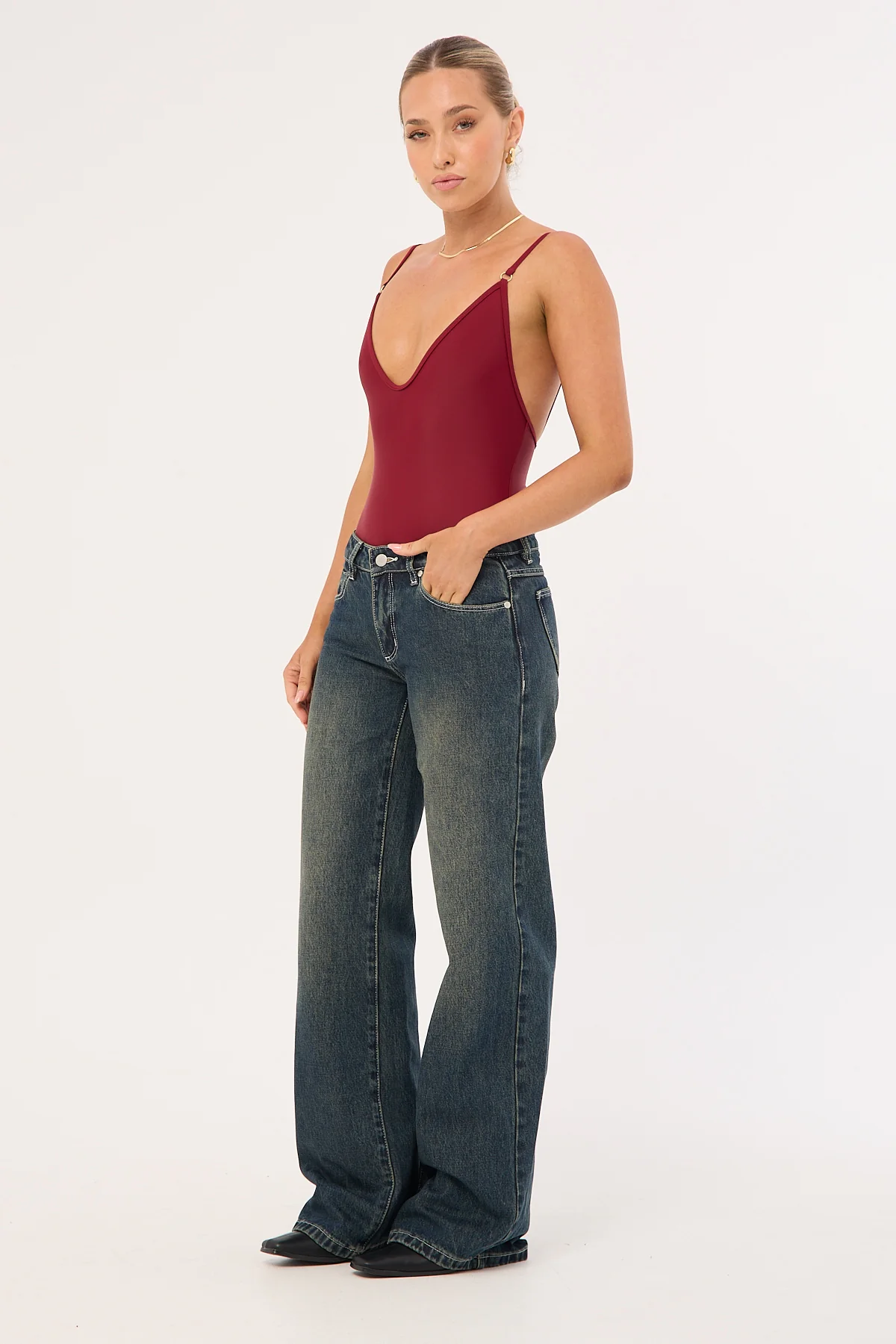 Thrills Rowie Low Rise Wide Jean Dirty Ink Blue - Image 7