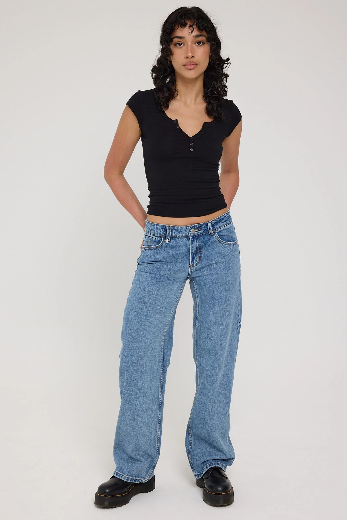 Thrills Saskia Low Straight Jean Vintage Timeworn Blue