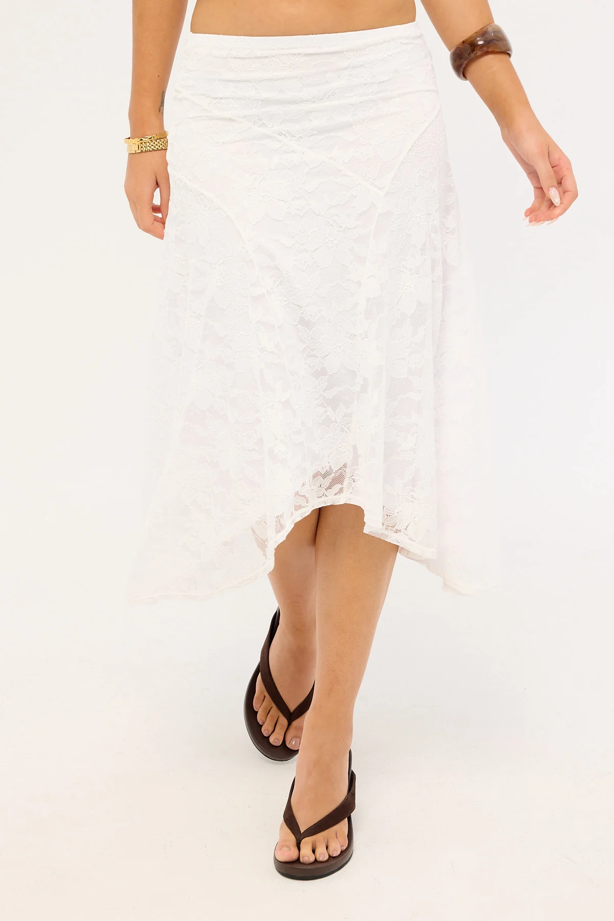 Thrills Sienna Lace Midi Skirt White - Image 2