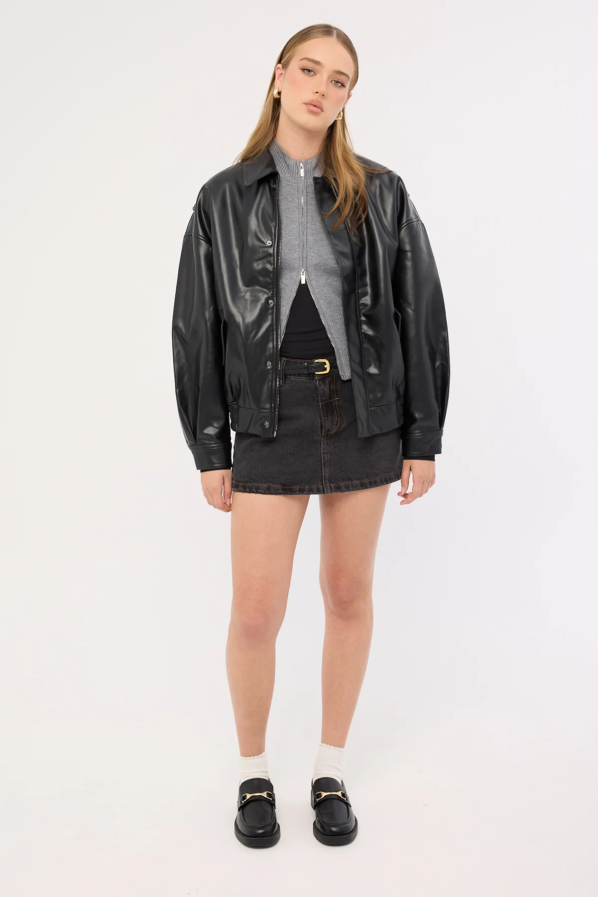 Thrills Sophie Denim Mini Skirt Black Bull