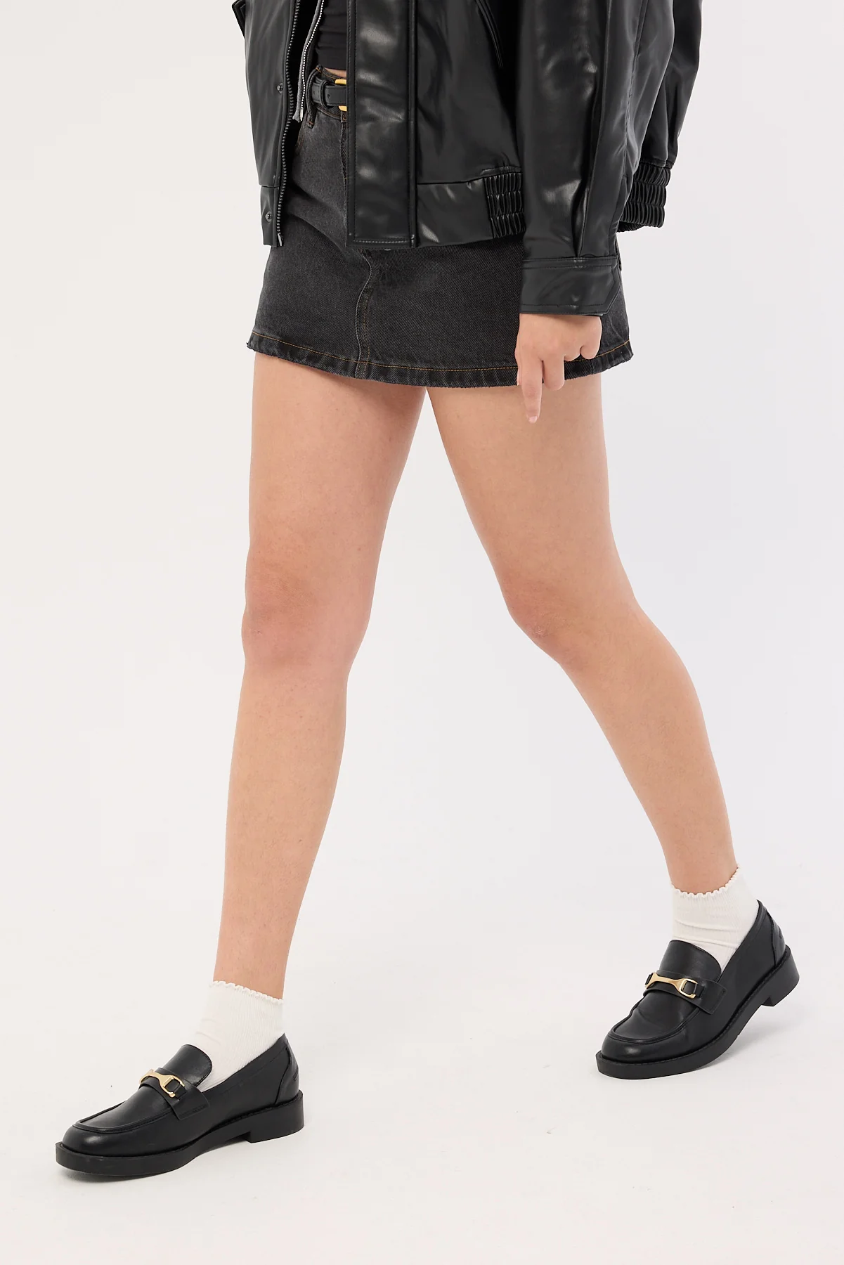 Thrills Sophie Denim Mini Skirt Black Bull - Image 2