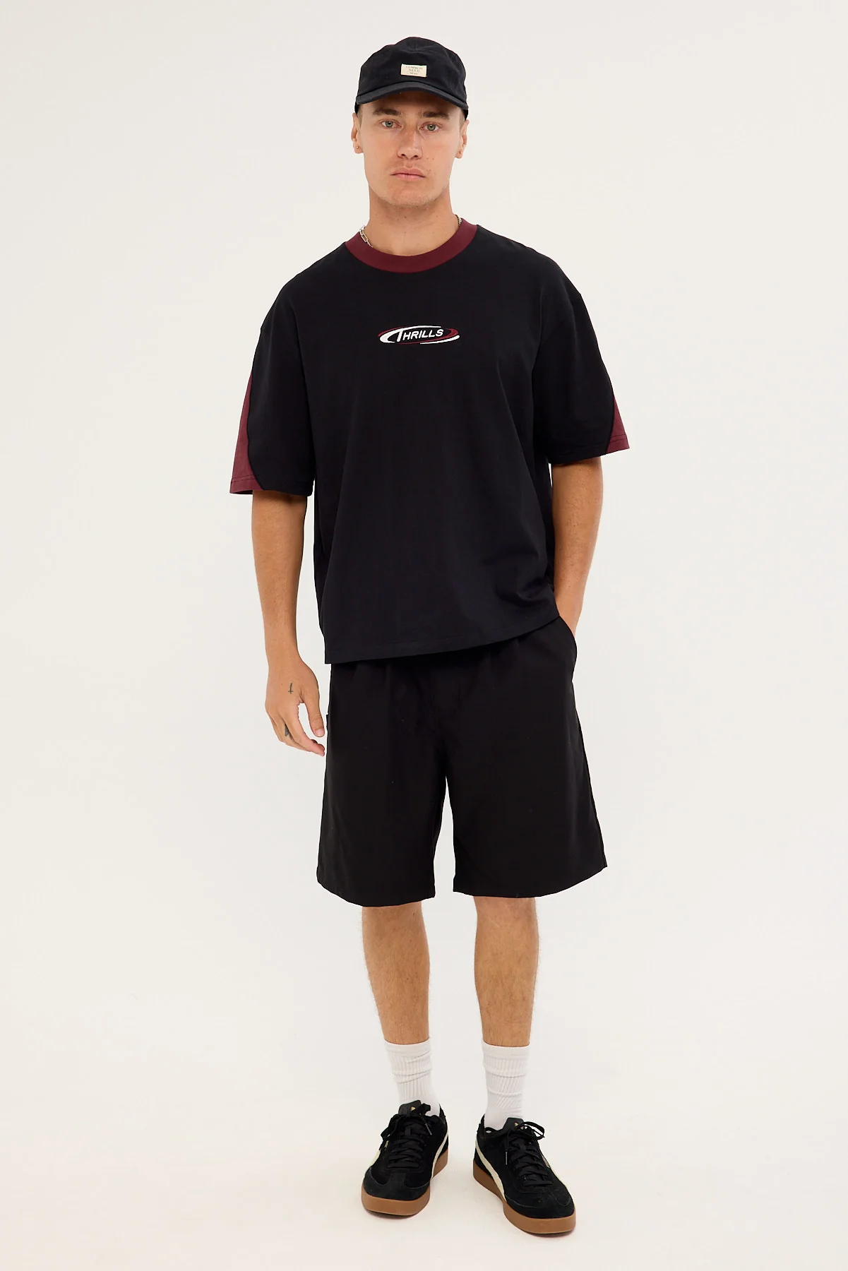 Thrills Spectral Panel Box Fit Oversize Cropped Tee Black - Image 2
